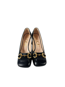 Gucci black leather Malaga Kid Horsebit 75mm Pumps size 40.5 643886