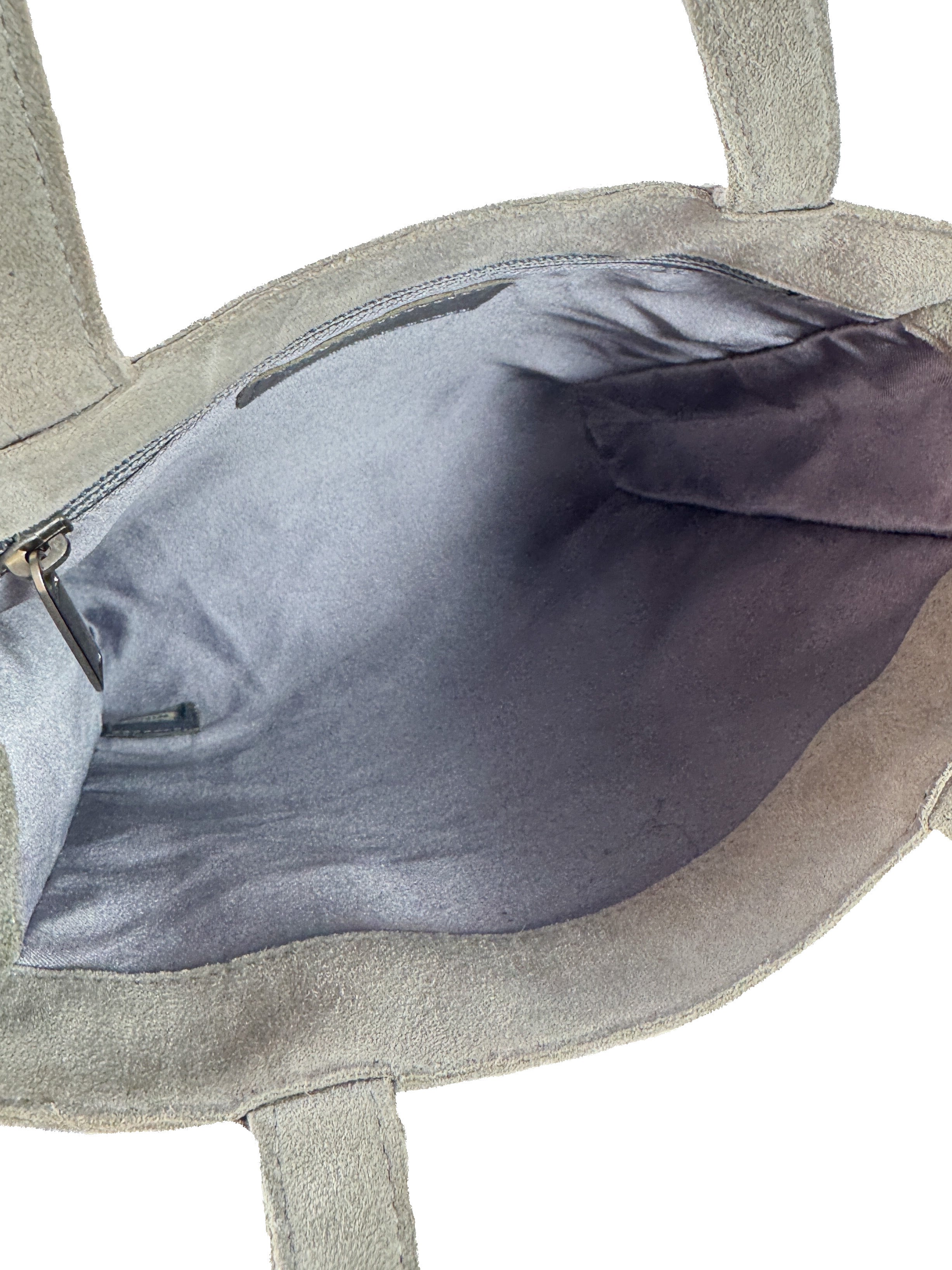 Chanel gray suede fringe mini tote 6212155