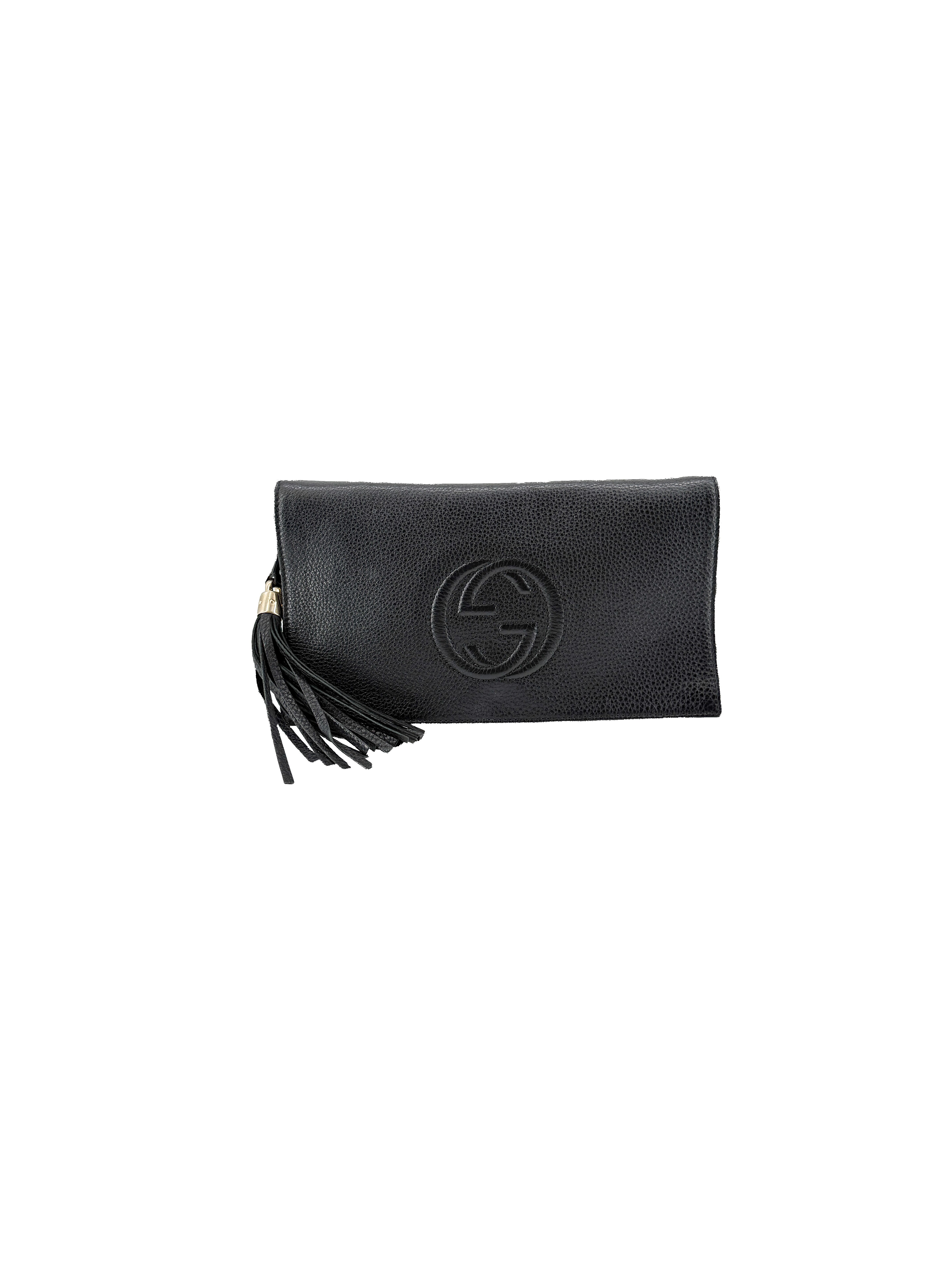 Gucci black leather soho disco clutch 336753 486628