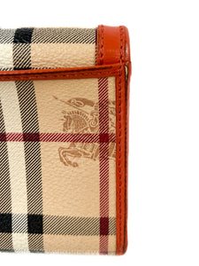 Burberry plaid orange Haymarket long wallet