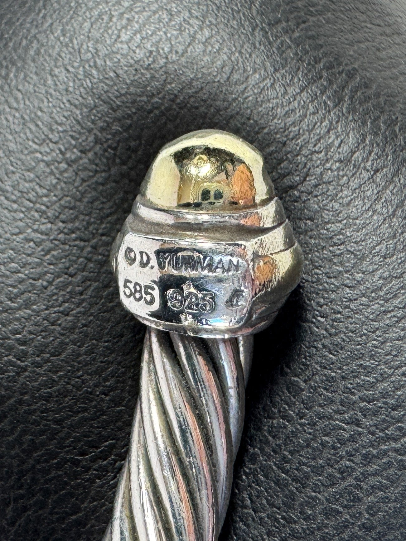 David Yurman sterling silver, 14k gold 5MM dome cable classic bracelet