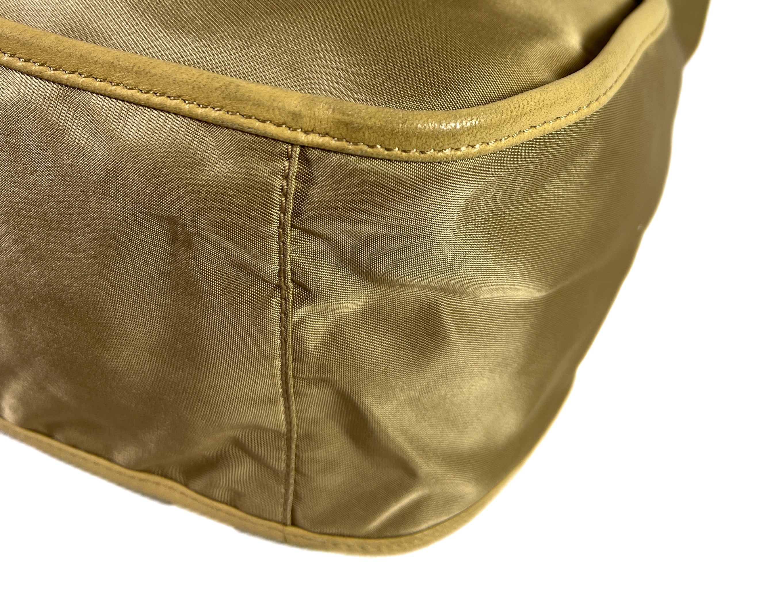 Prada golden beige hobo tessuto shoulder bag