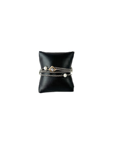 David Yurman sterling silver, 18k gold, pearl Quatrefoil multi-strand bracelet