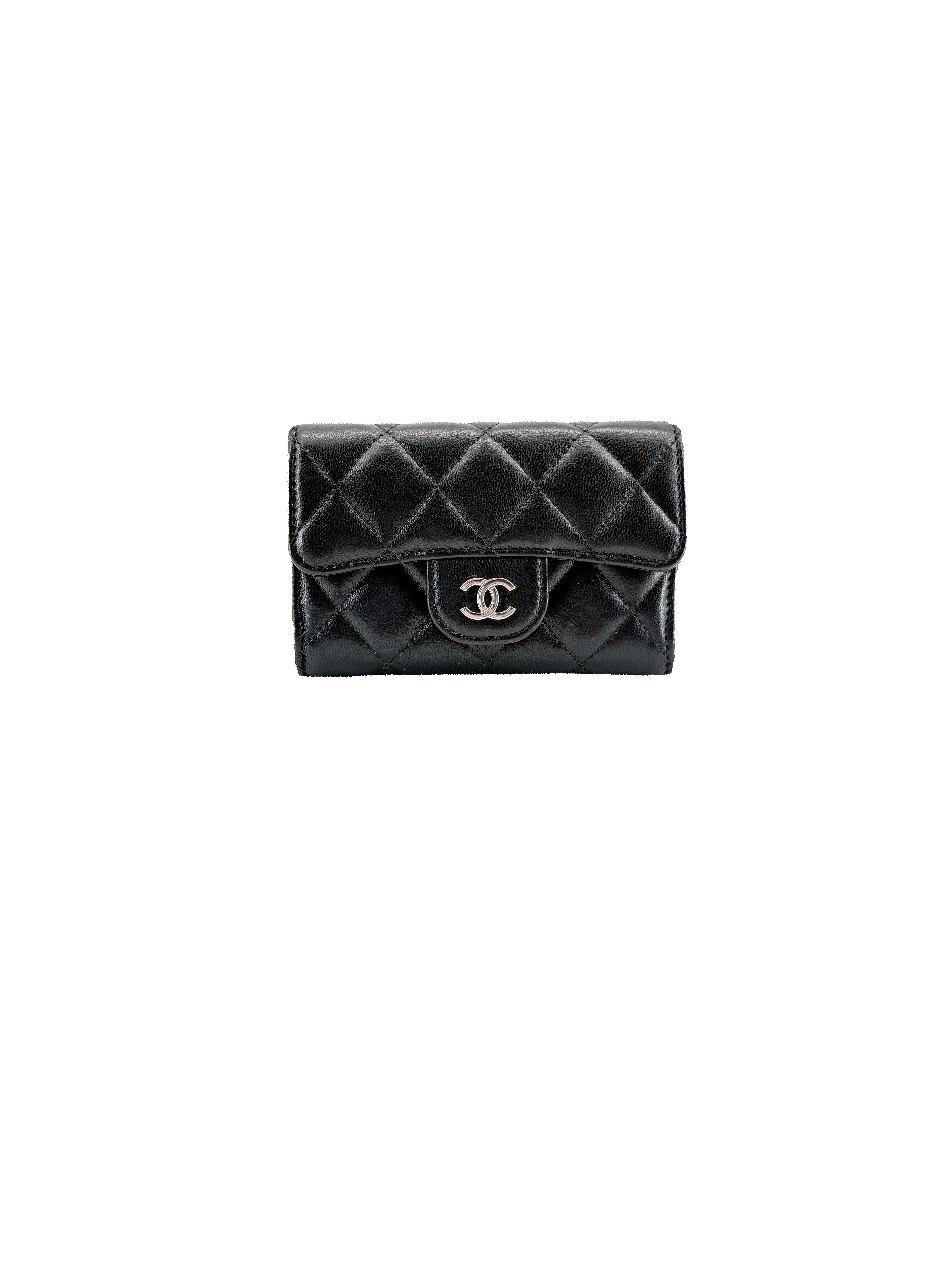 Chanel lambskin black classic flap card holder wallet 30739131 BOX