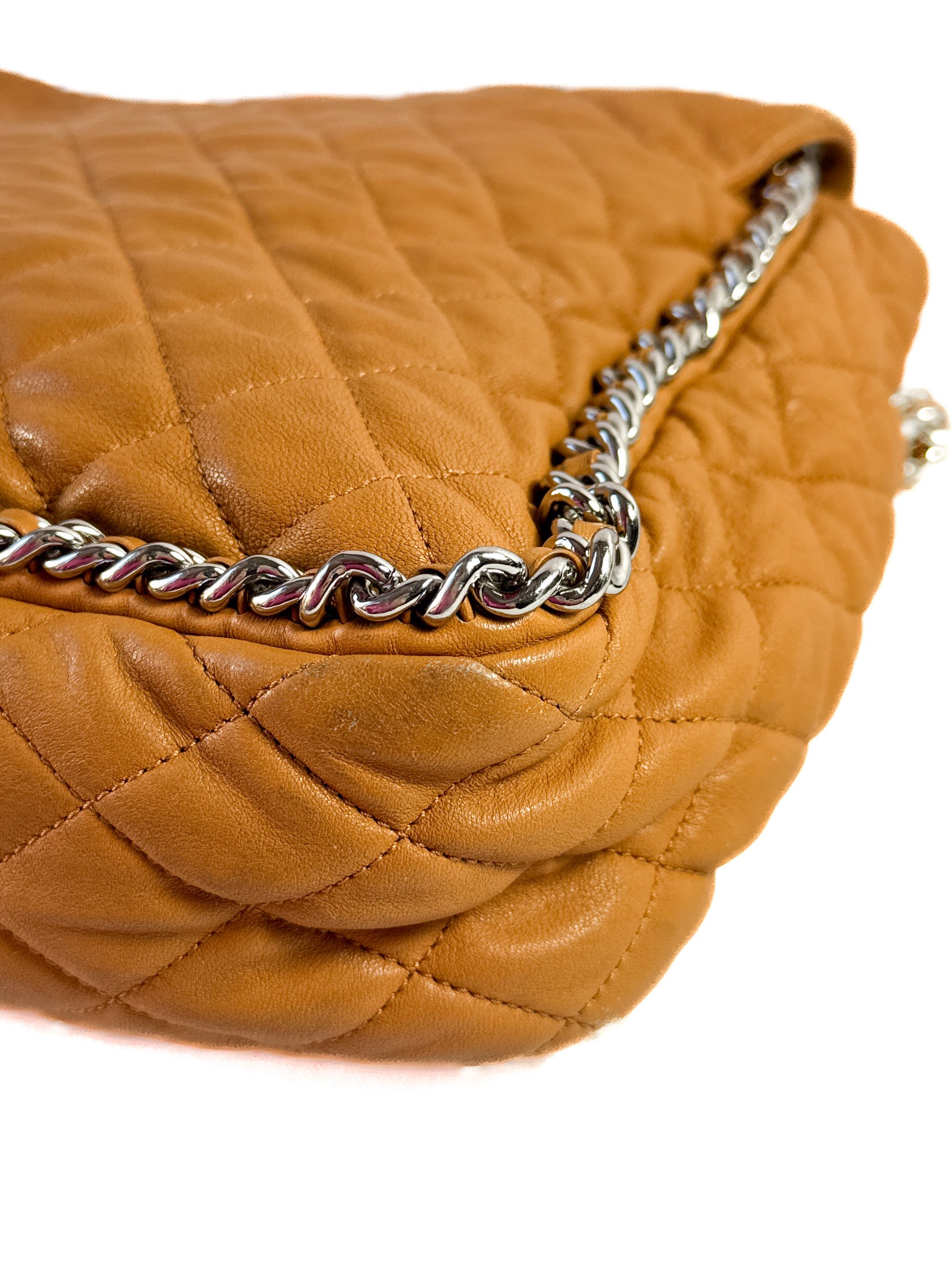 Chanel brown quilted chain around maxi flap shoulder bag 17236173