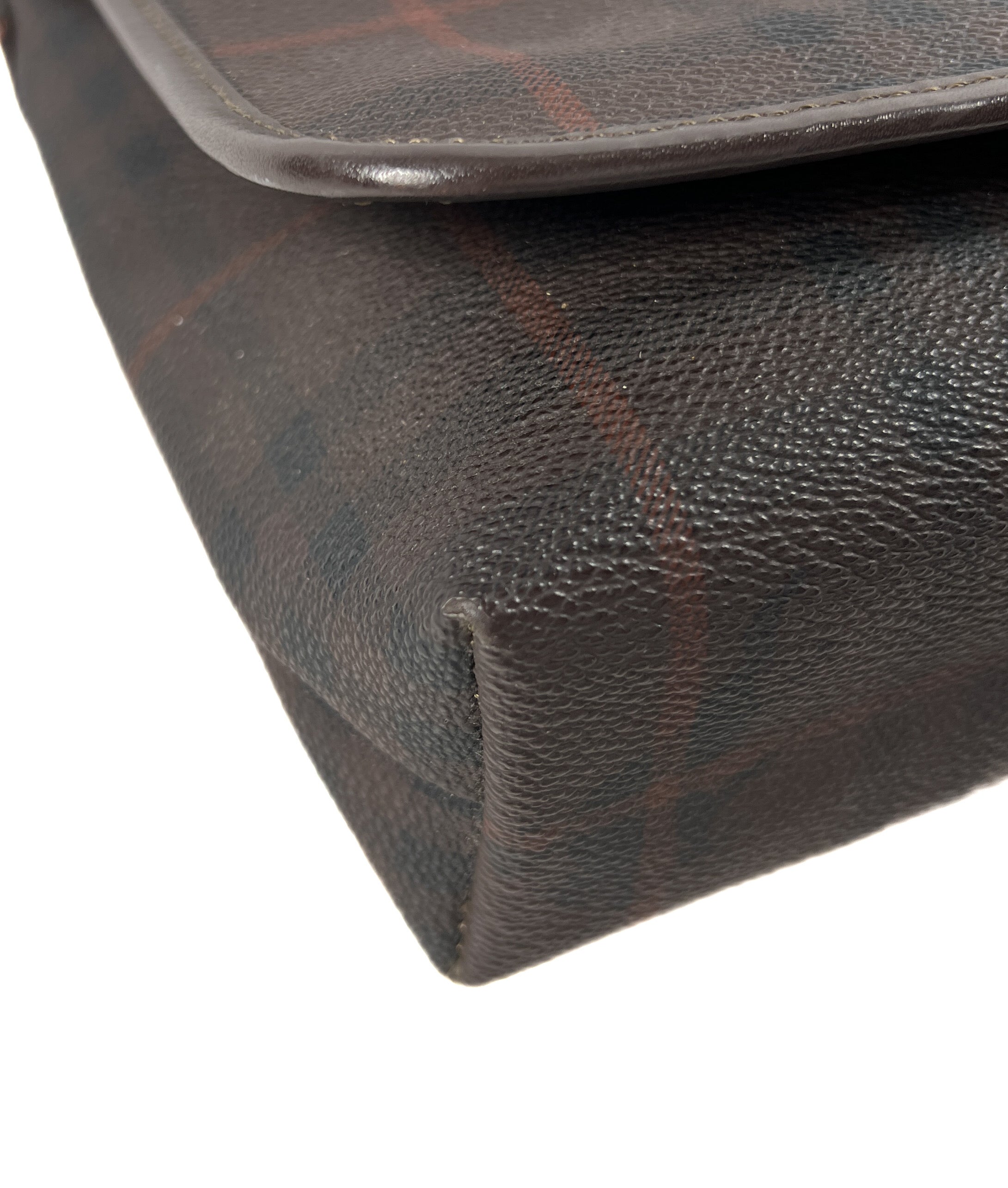 Burberry brown plaid coated canvas messenger bag