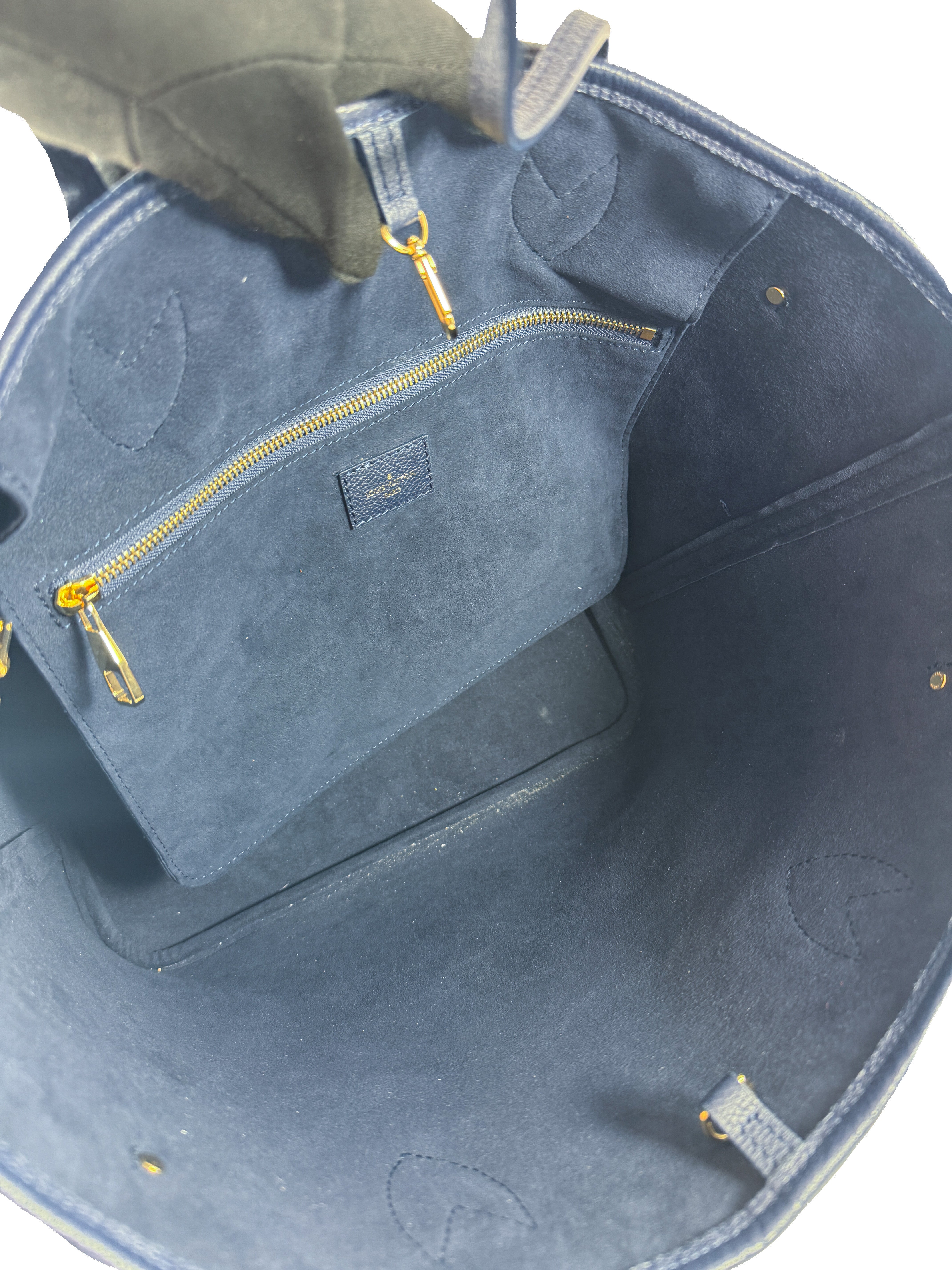 Louis Vuitton navy giant monogram empreinte Neverfull MM (NFC)