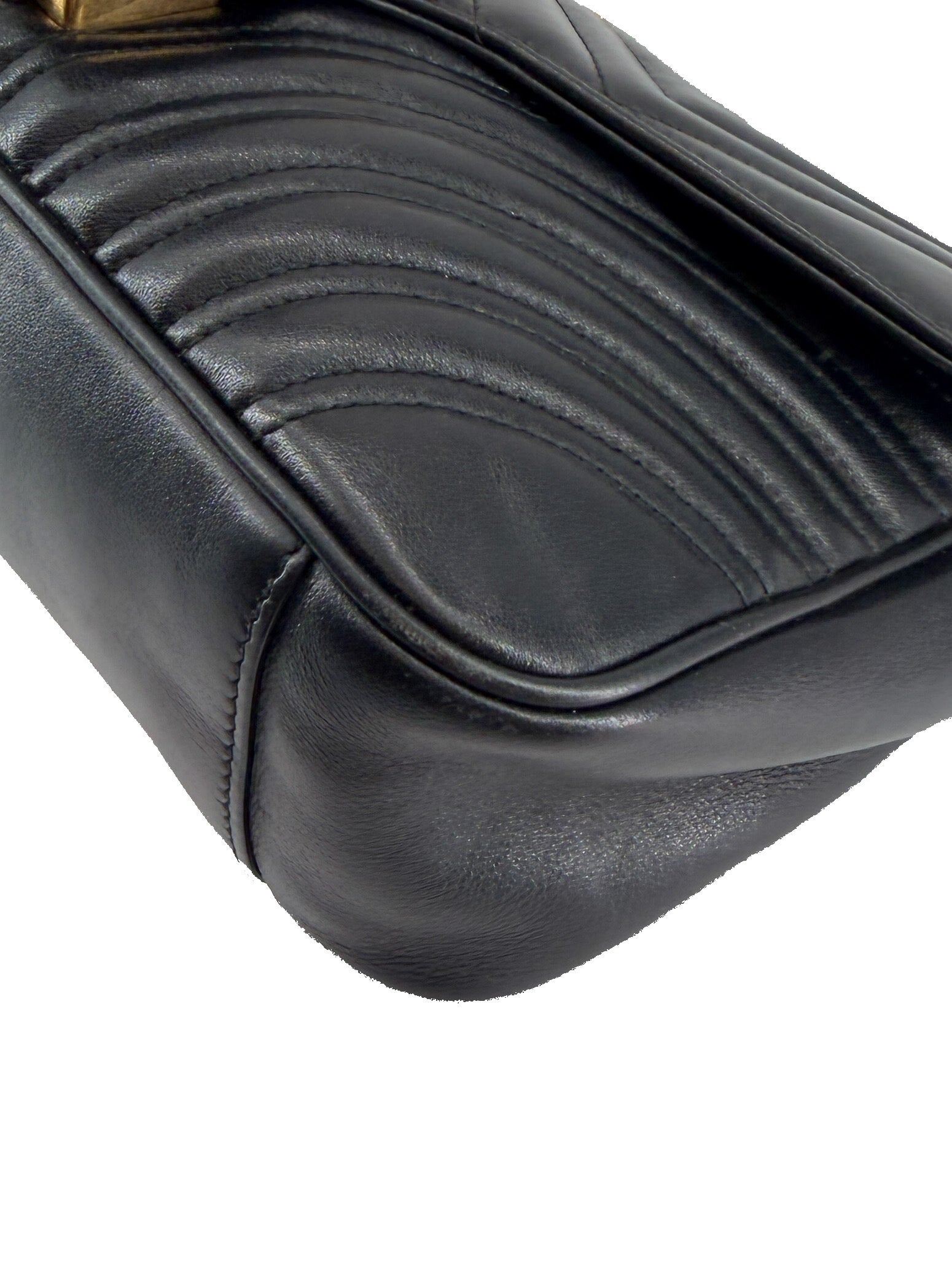 Gucci black quilted small Marmont flap shoulder bag 443497