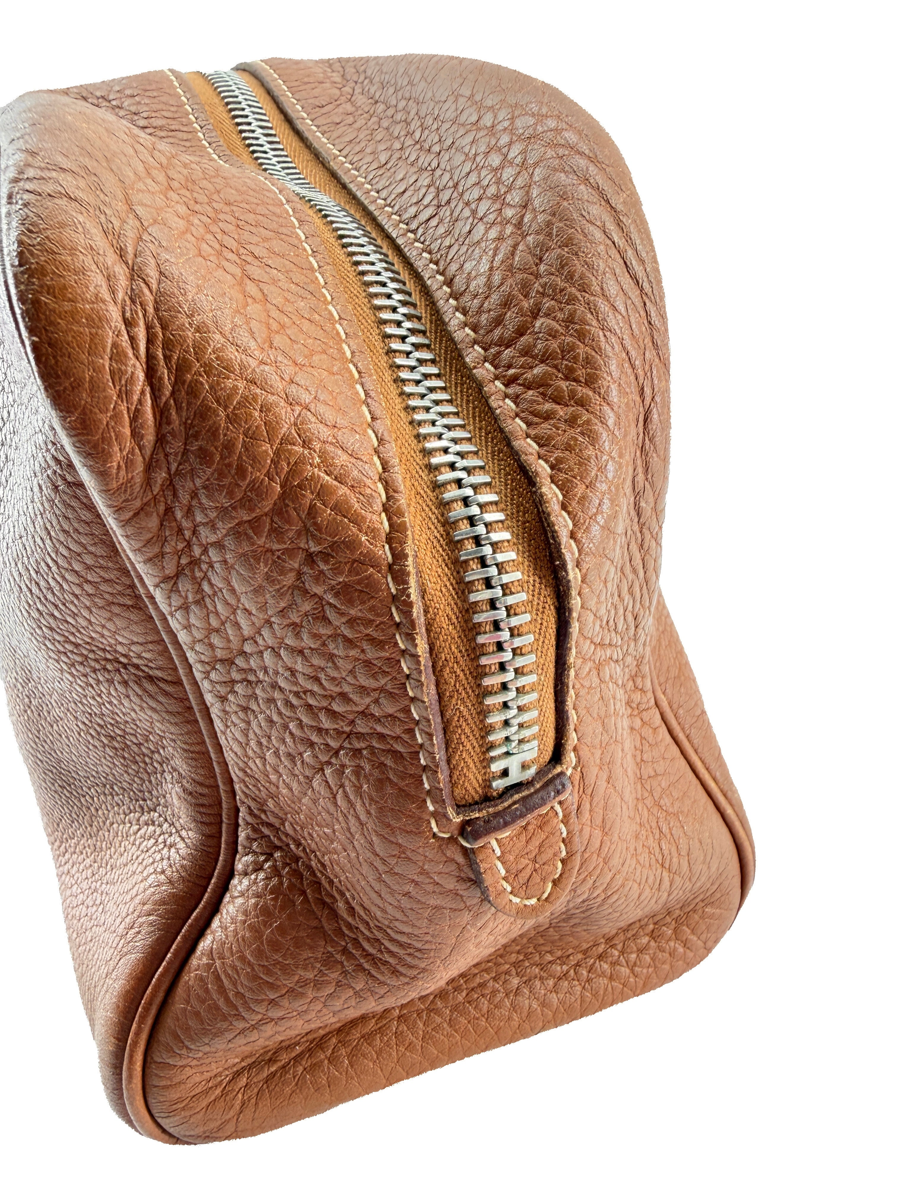 Hermès brown leather Victoria pouch square L