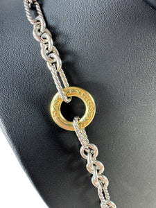 David Yurman two tone silver gold Figaro chain necklace 32"