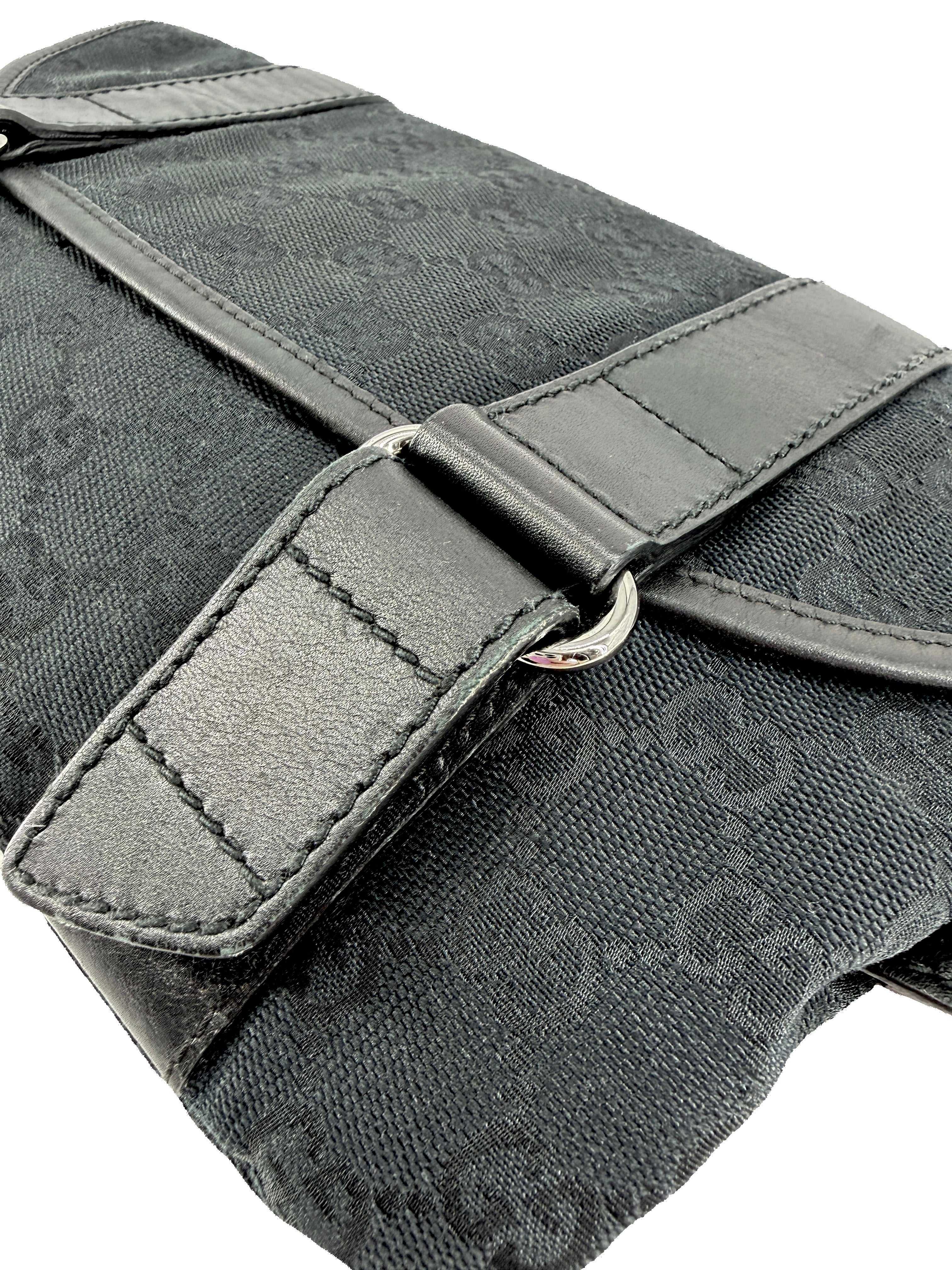 Gucci black perforated belt bag 145851 492695