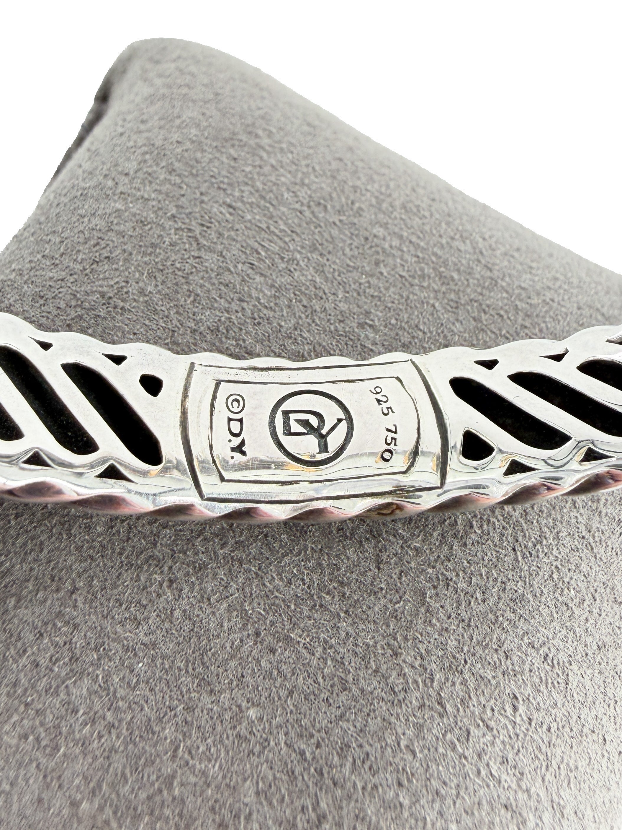 David Yurman sterling silver, yellow gold, Citrine hinged Waverly cuff