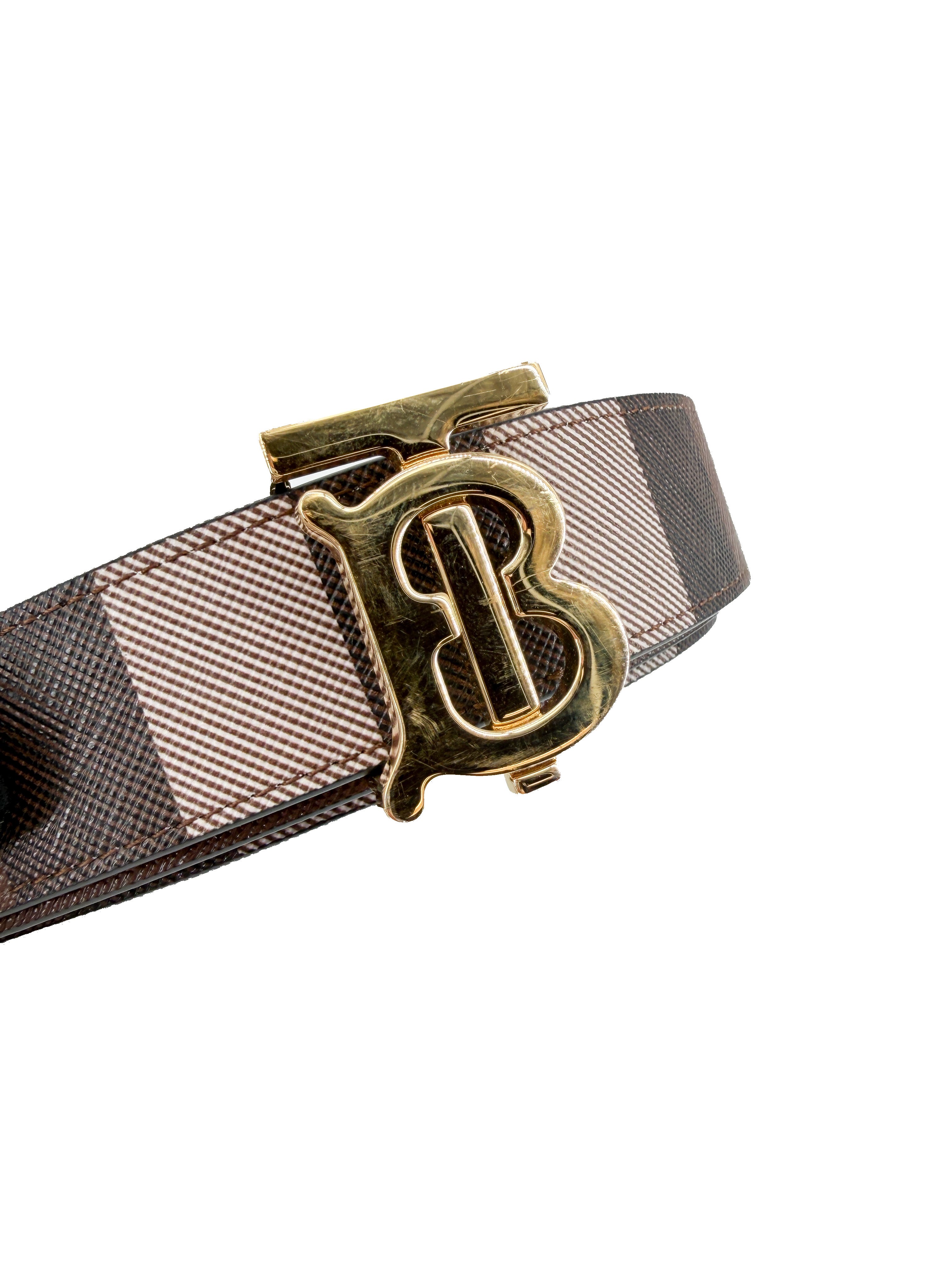 Burberry black plaid reversible belt size M ITPARPEL9BOL