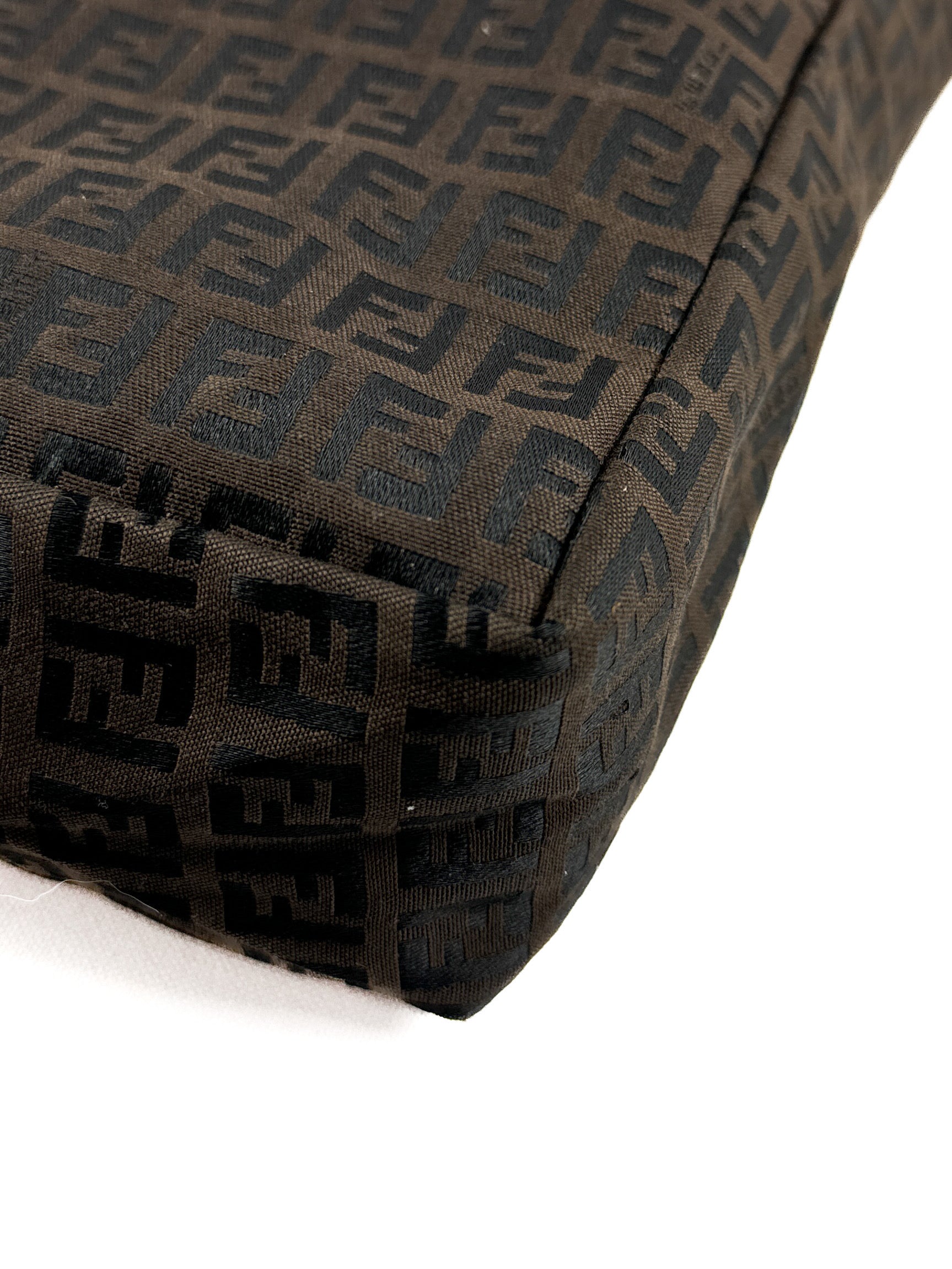 Fendi brown black Zucchino nylon canvas tote