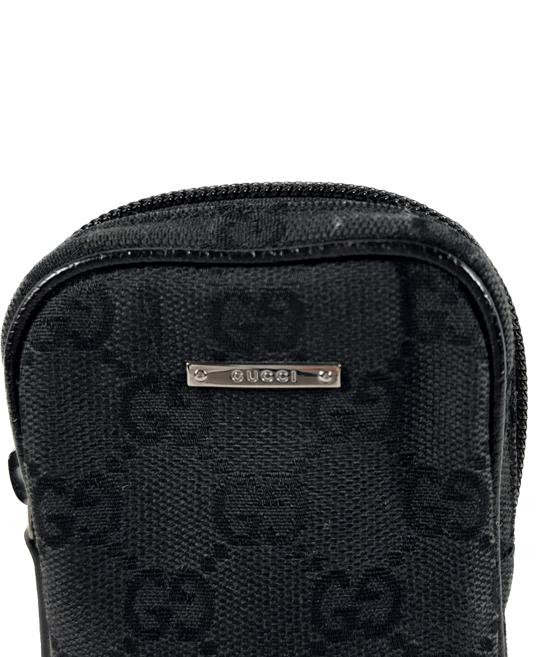 Gucci black signature small zip pouch 002404
