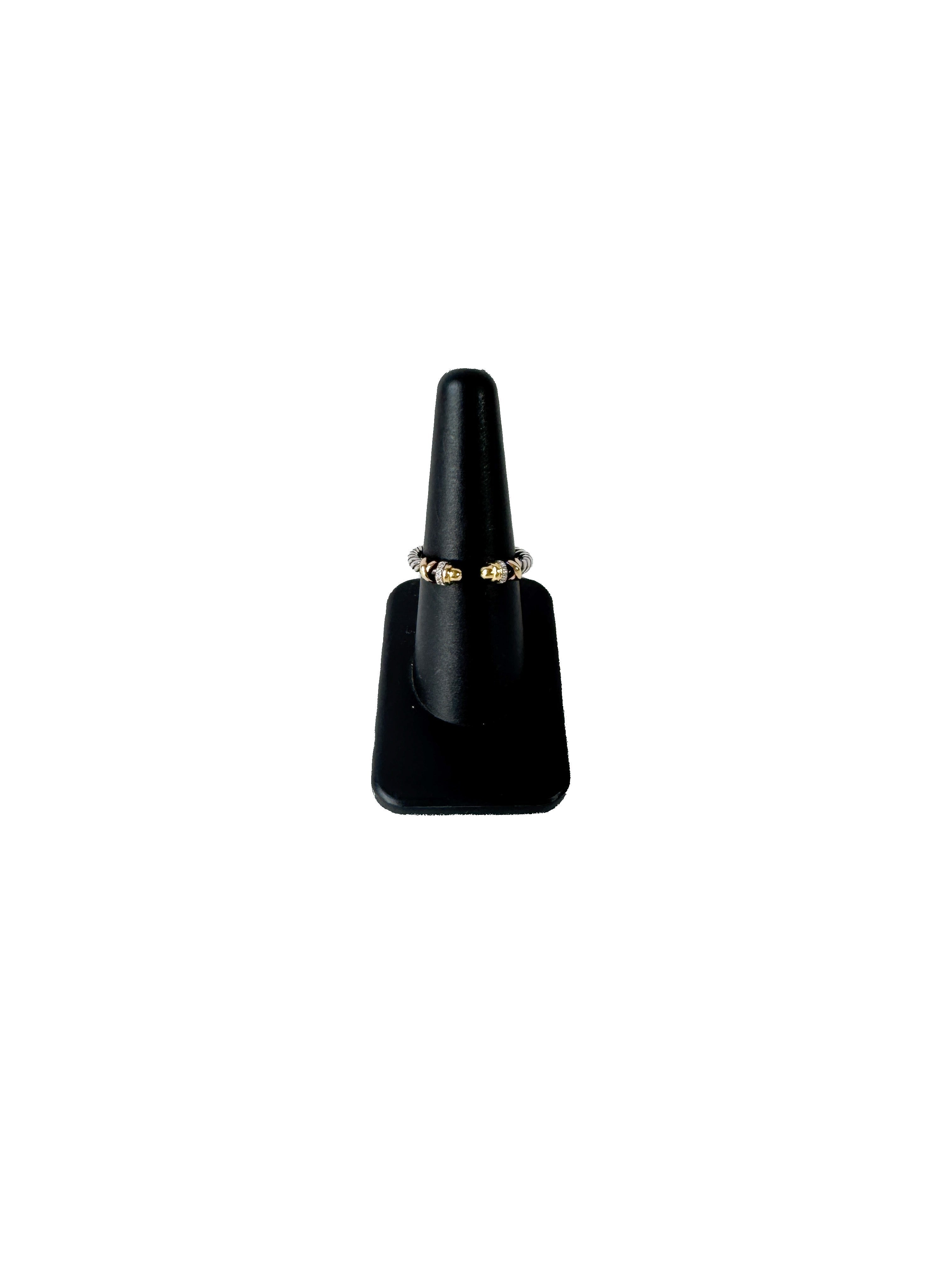 David Yurman sterling silver, yellow gold, diamond petite Helena ring