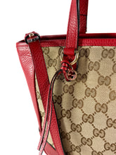 Gucci red brown signature small Bree tote 204046