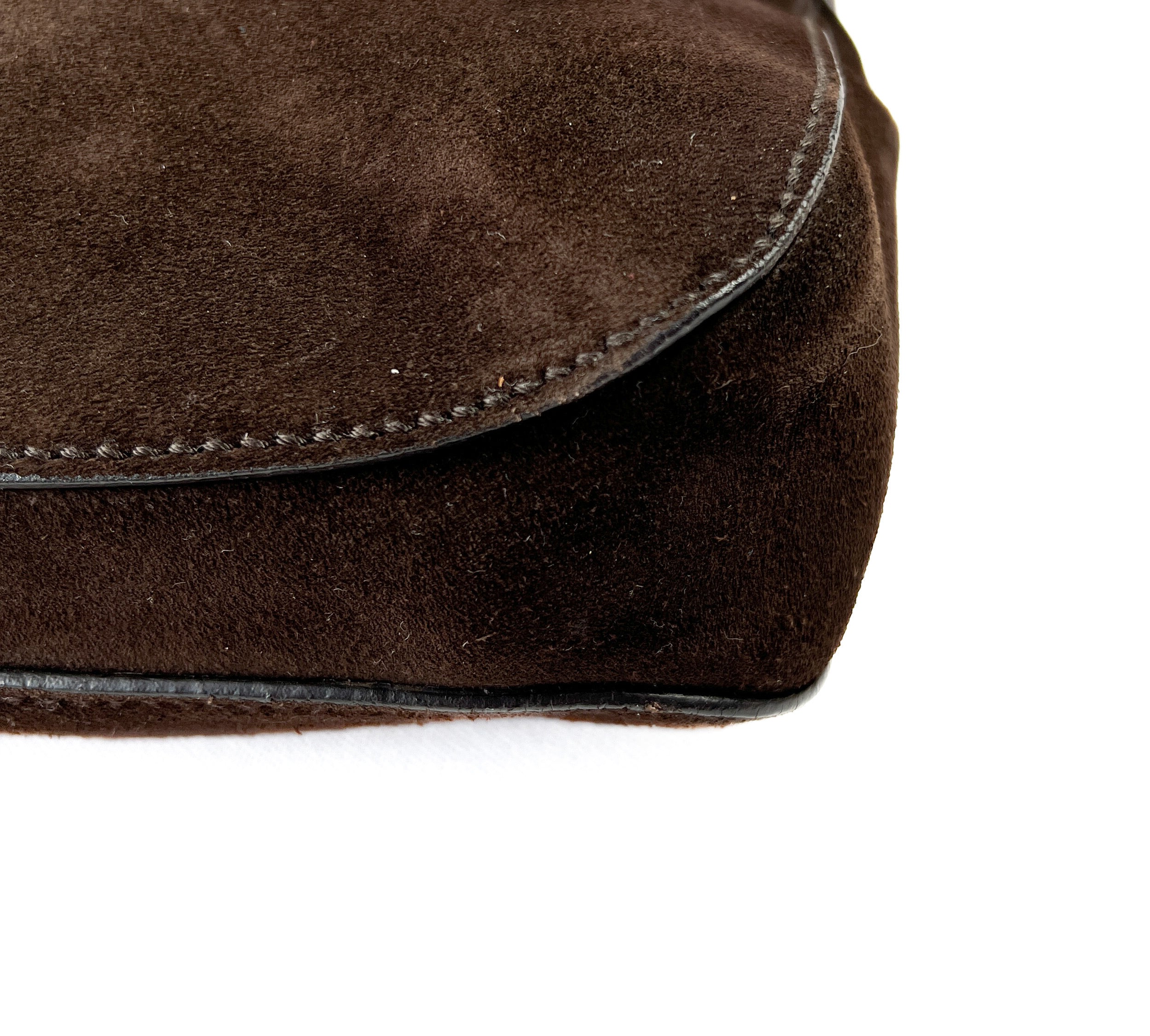 Gucci brown suede horsebit hobo shoulder bag **as is**