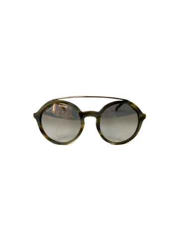 Gucci green and gray tortoise round sunglasses GG3602
