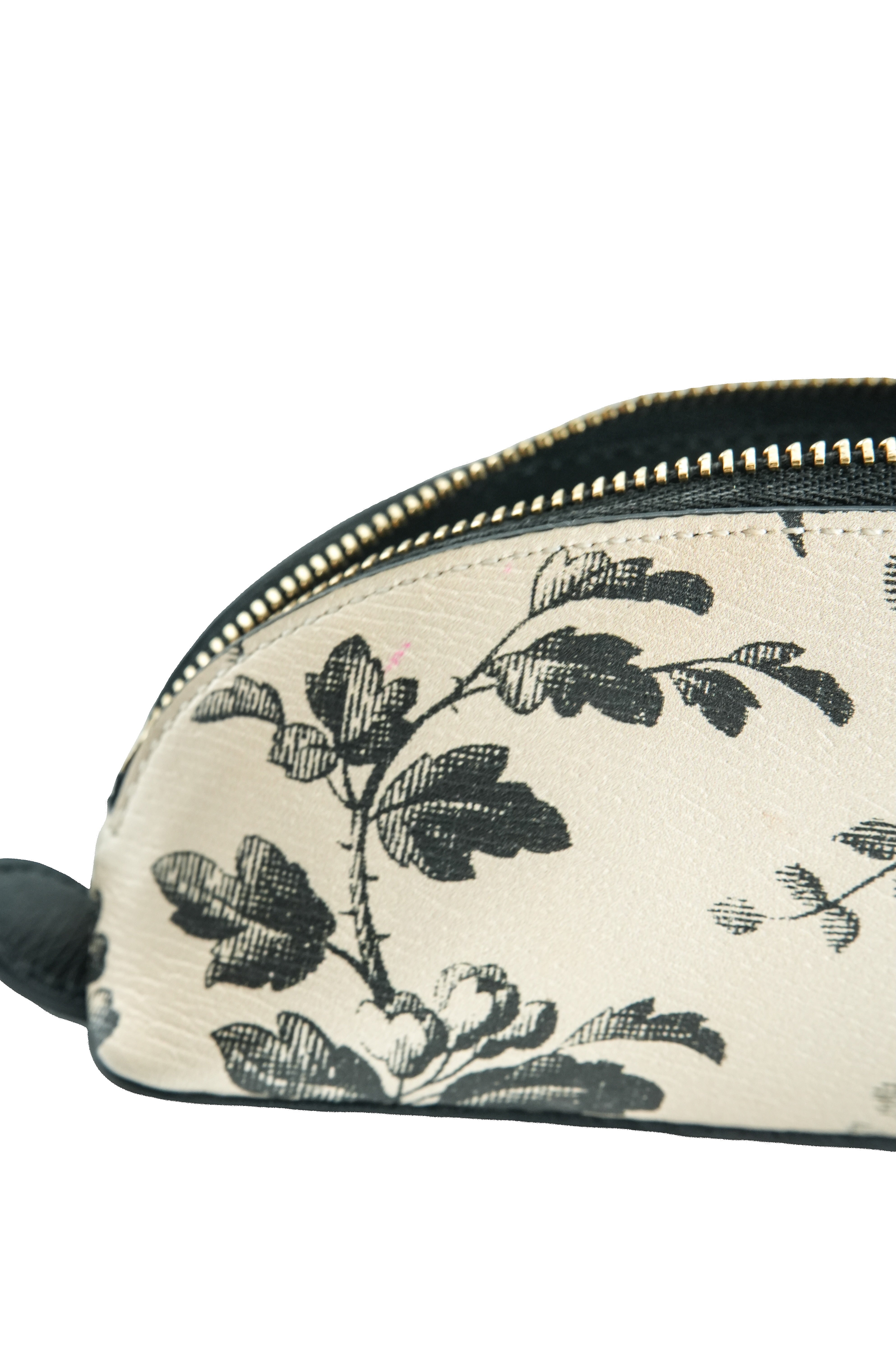 Gucci cream black floral zip pouch 662130 534563