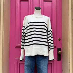 Philosophy cream black striped sweater size XL NWT