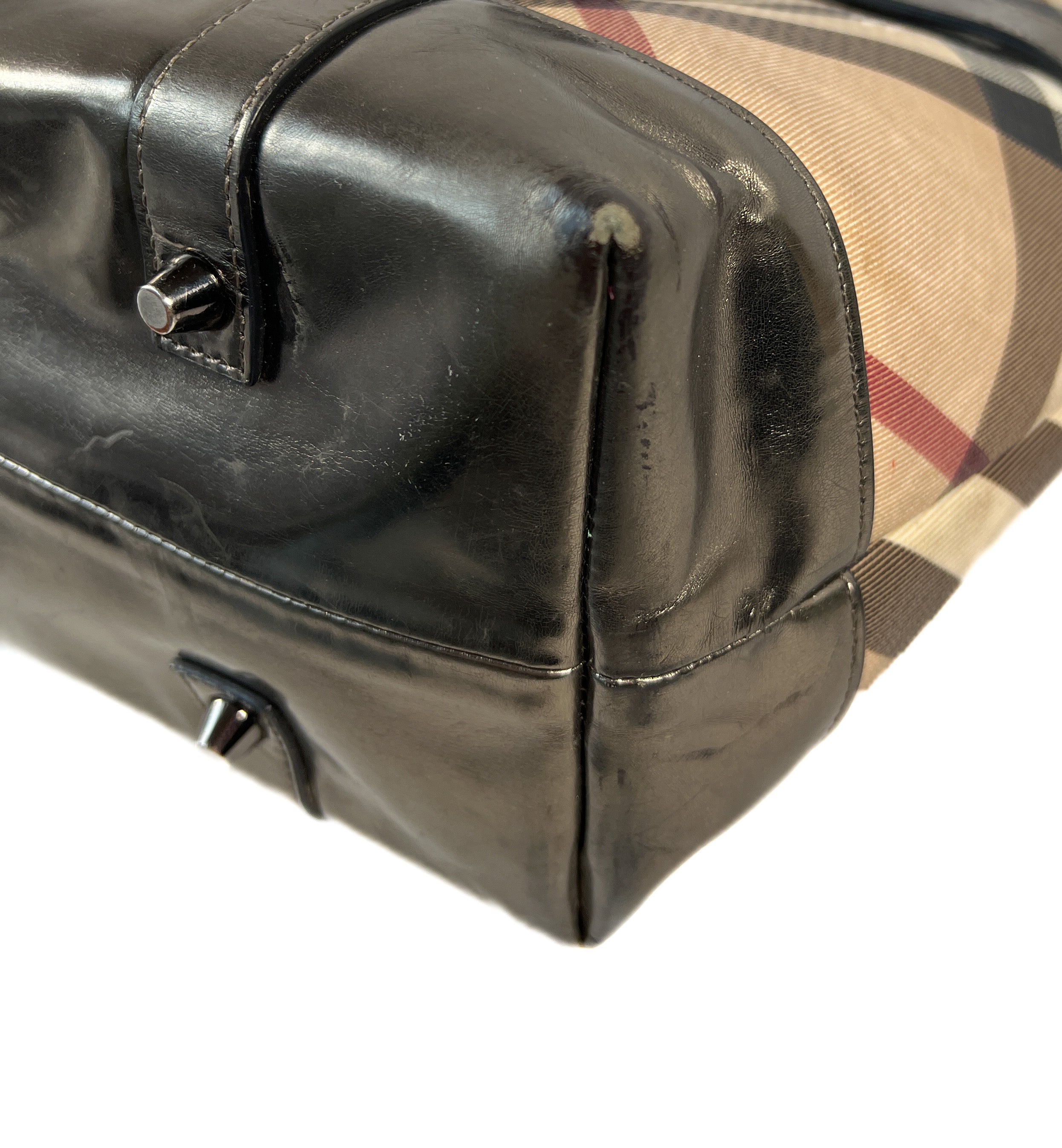 Burberry plaid silver metallic tote **AS IS**