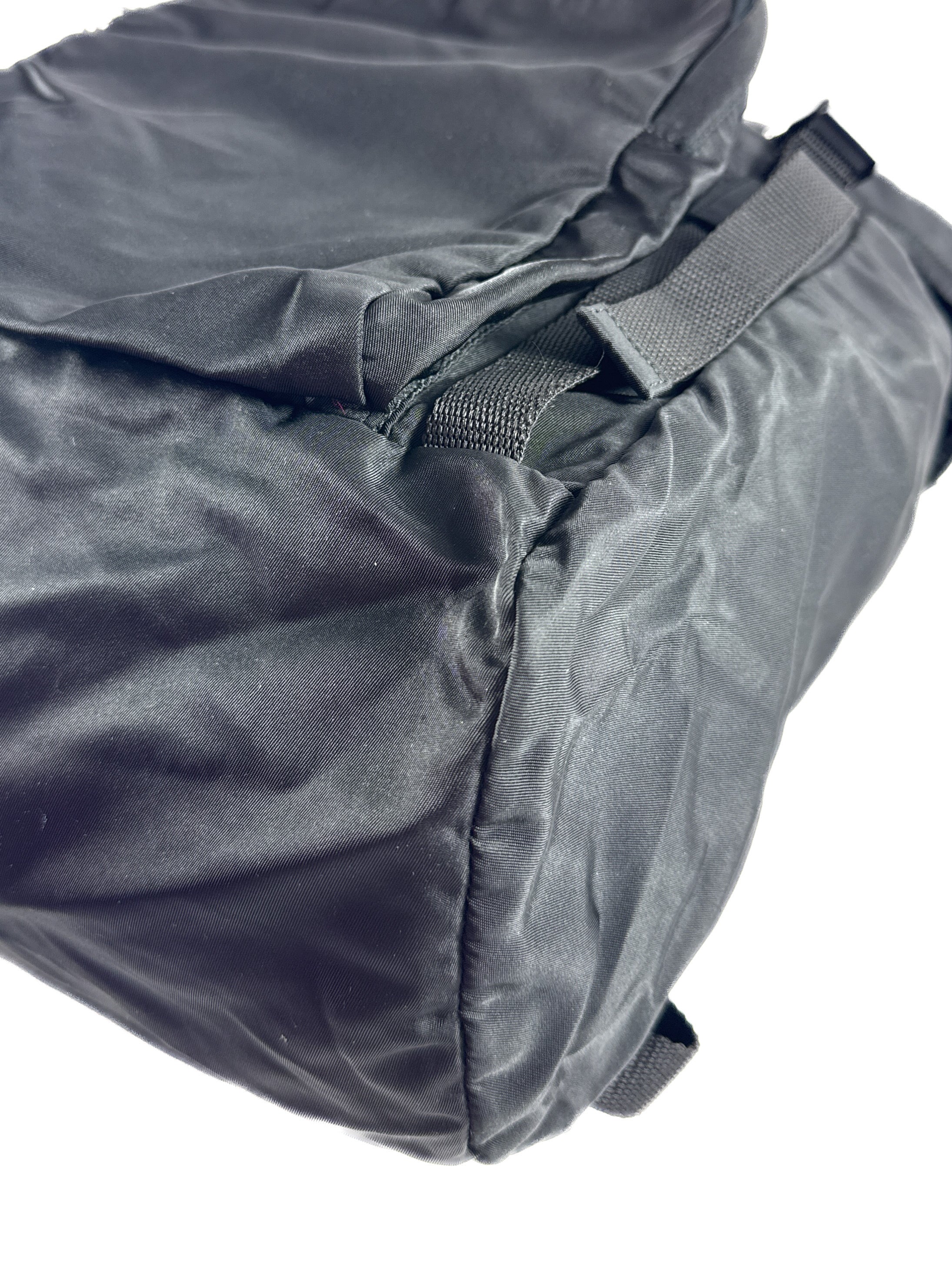 Prada Tessuto black double buckle backpack large