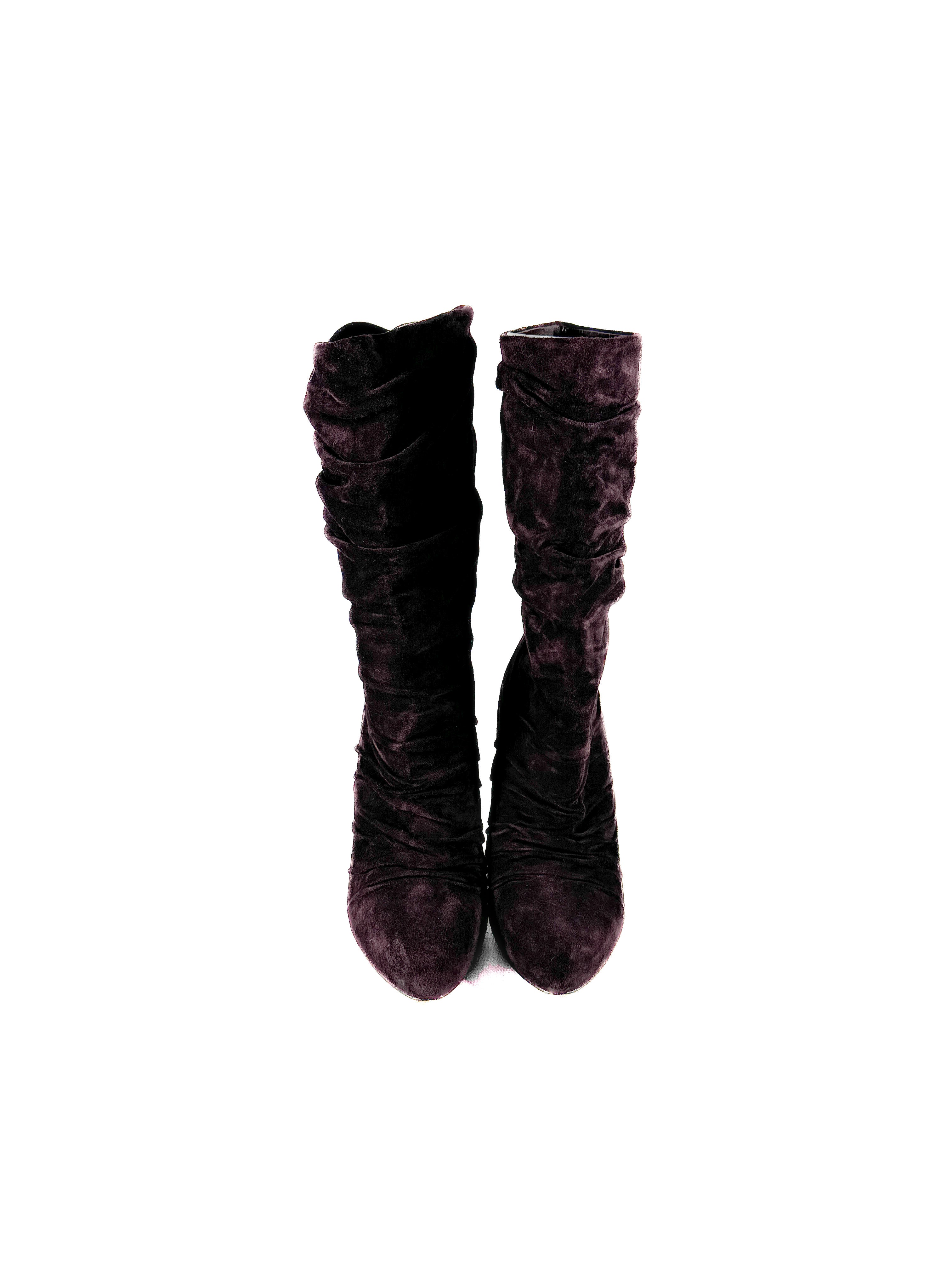 Christian Louboutin dark purple Piros 120 veau velours boots size 39 B