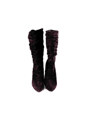 Christian Louboutin dark purple Piros 120 veau velours boots size 39 BOX **as is**