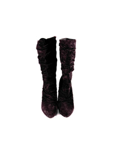 Christian Louboutin dark purple Piros 120 veau velours boots size 39 BOX **as is**