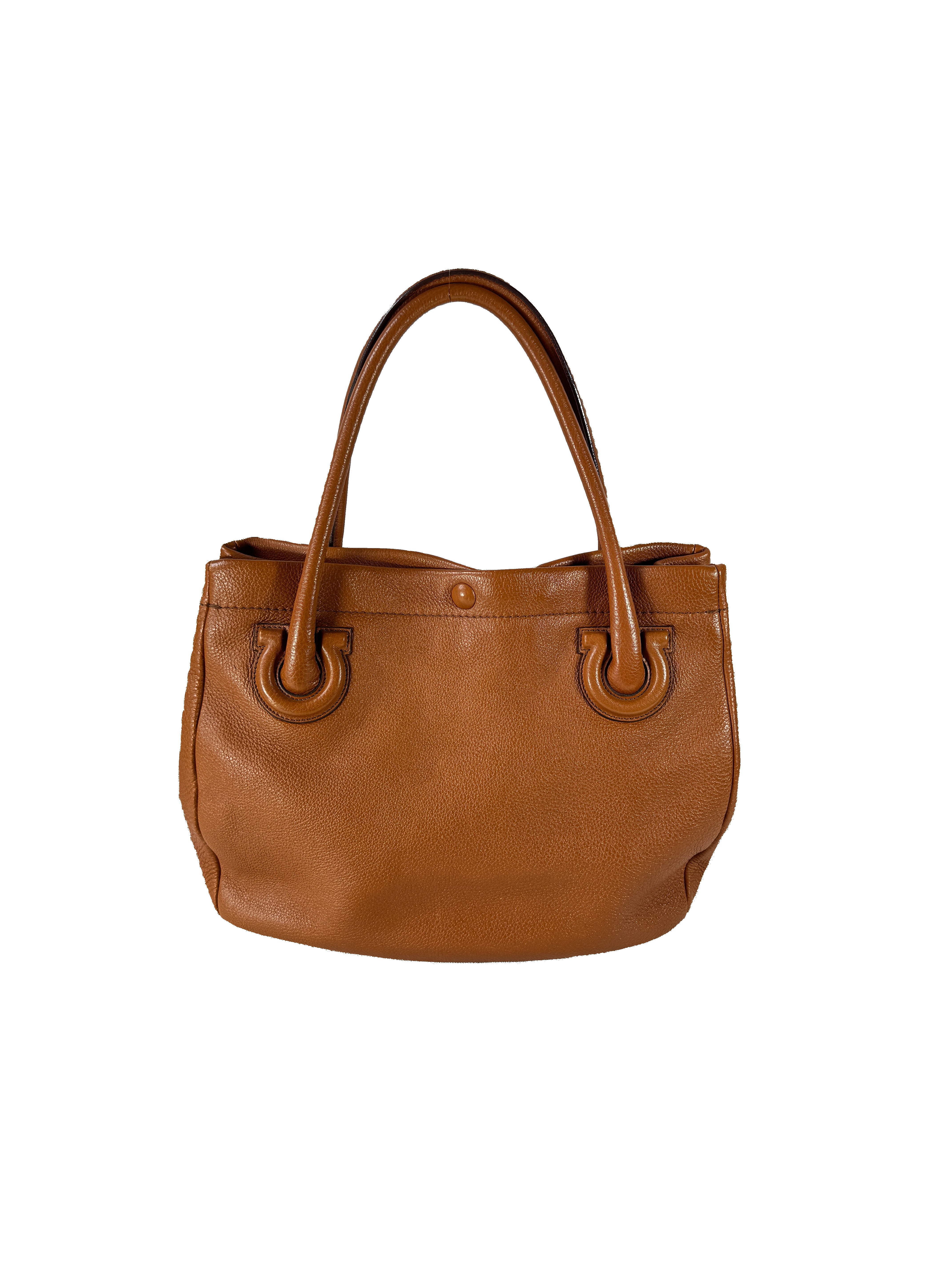 Ferragamo brown leather Gancini tote AU21D447