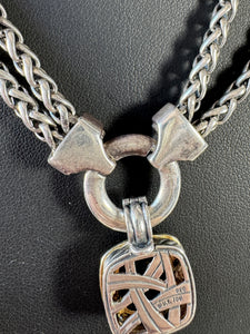 David Yurman sterling silver 18k gold garnet & diamonds Albion pendant necklace