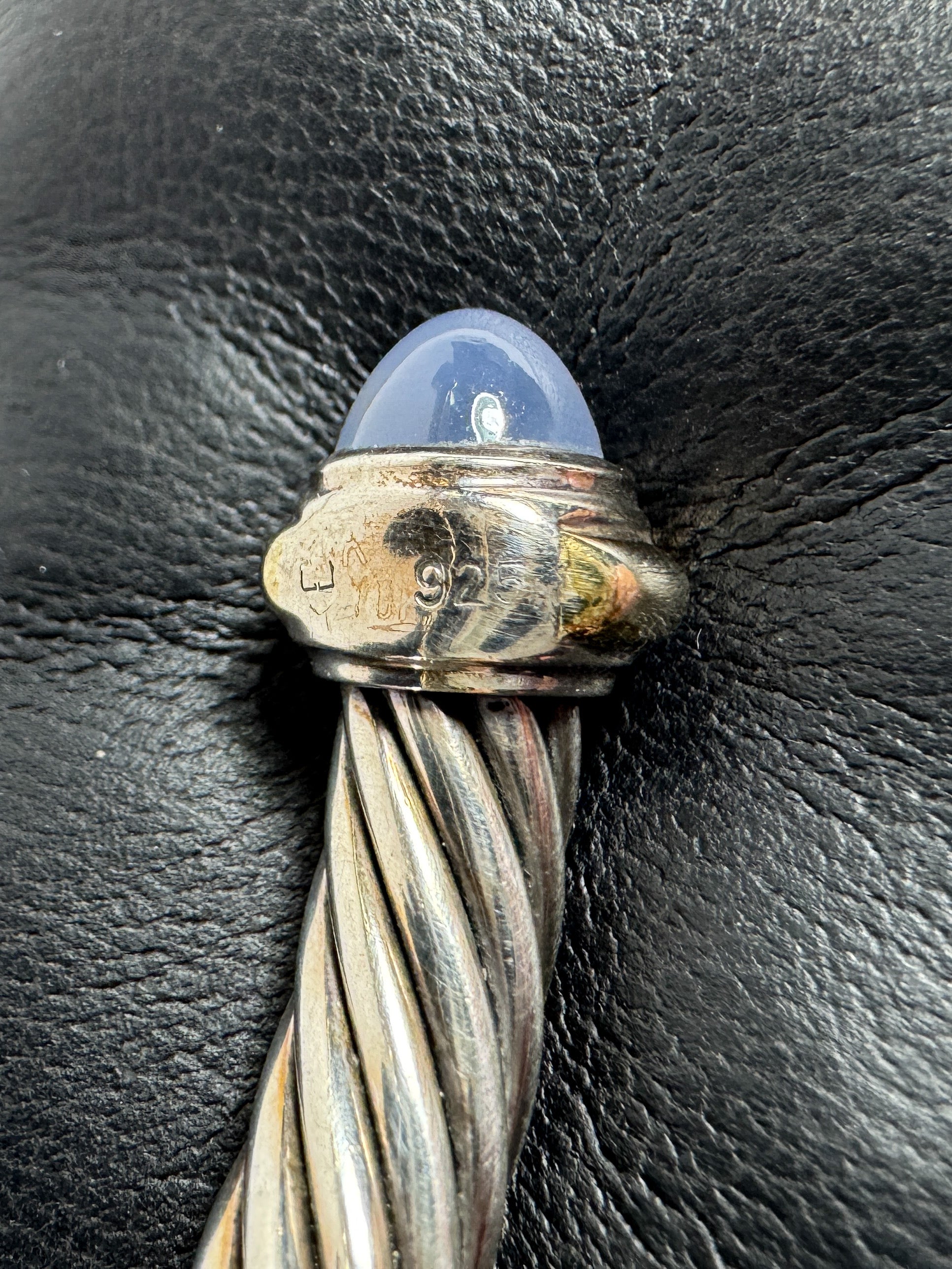 David Yurman sterling silver Chalcedony 7mm cable bracelet