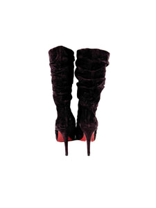 Christian Louboutin dark purple Piros 120 veau velours boots size 39 BOX **as is**