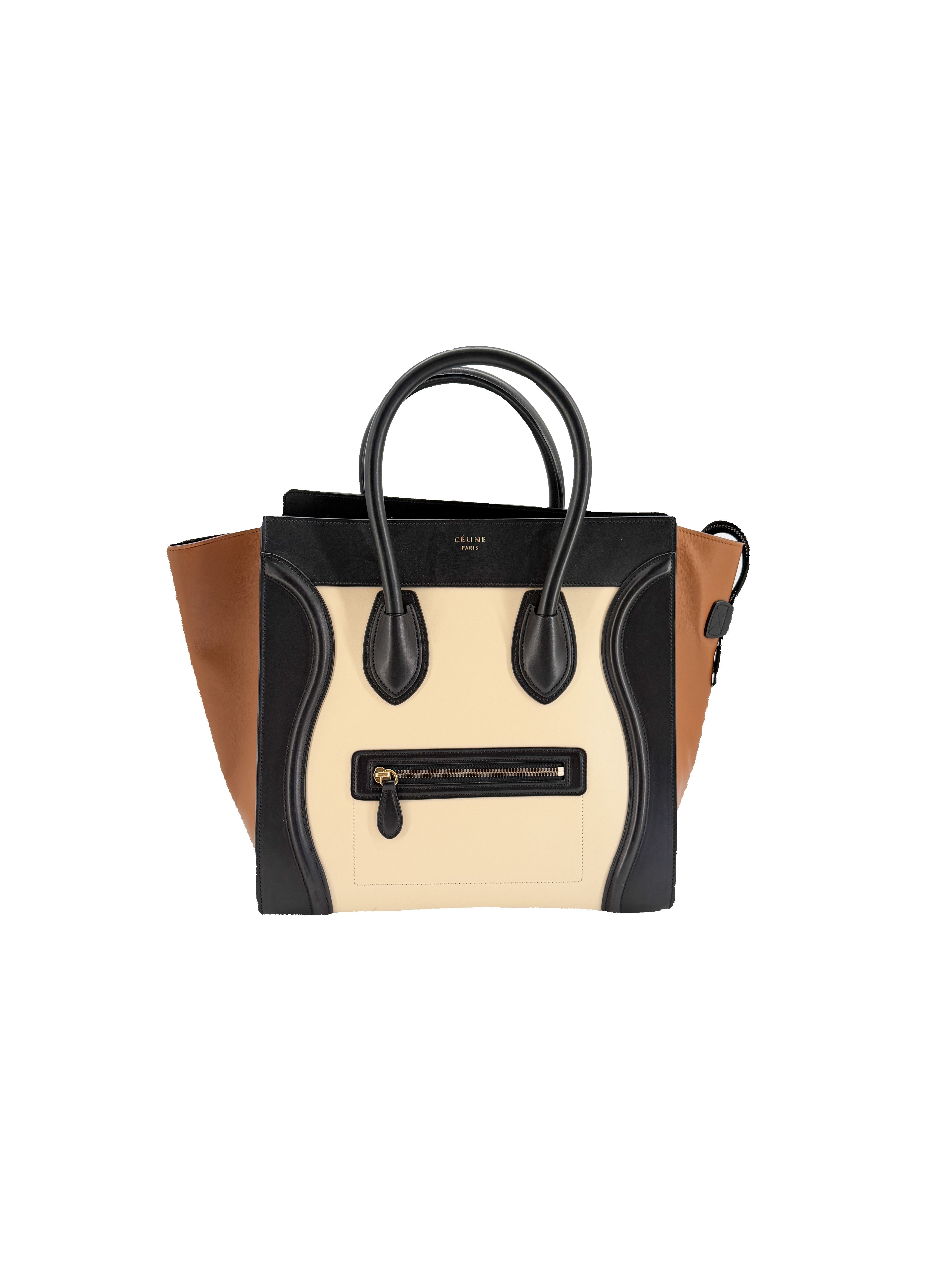 Celine tricolor cream, black, brown luggage mini F-CU-0144
