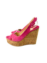 Christian Louboutin hot pink suede wedges size 38
