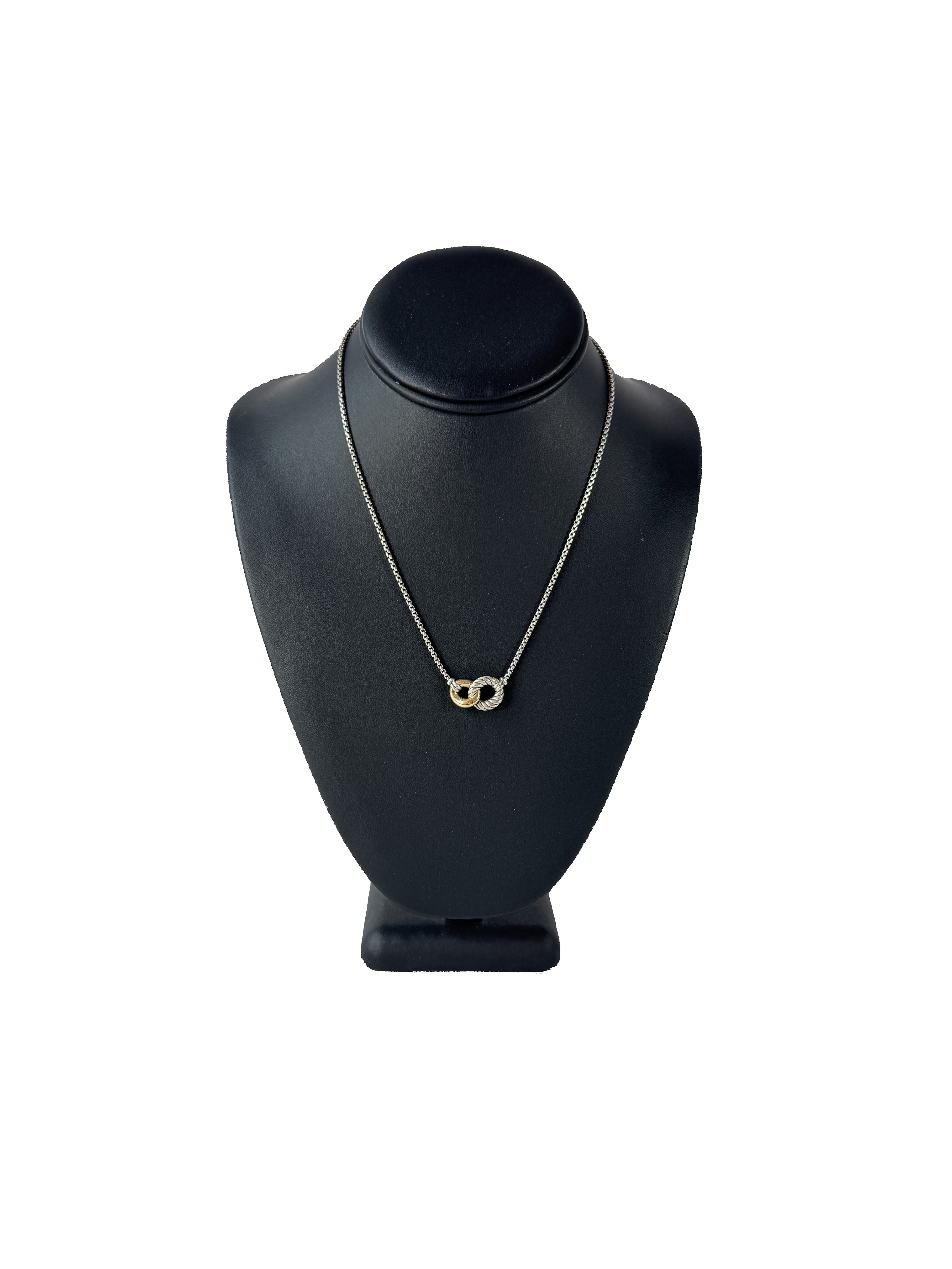David Yurman sterling silver 18k gold Belmont double curb link necklace