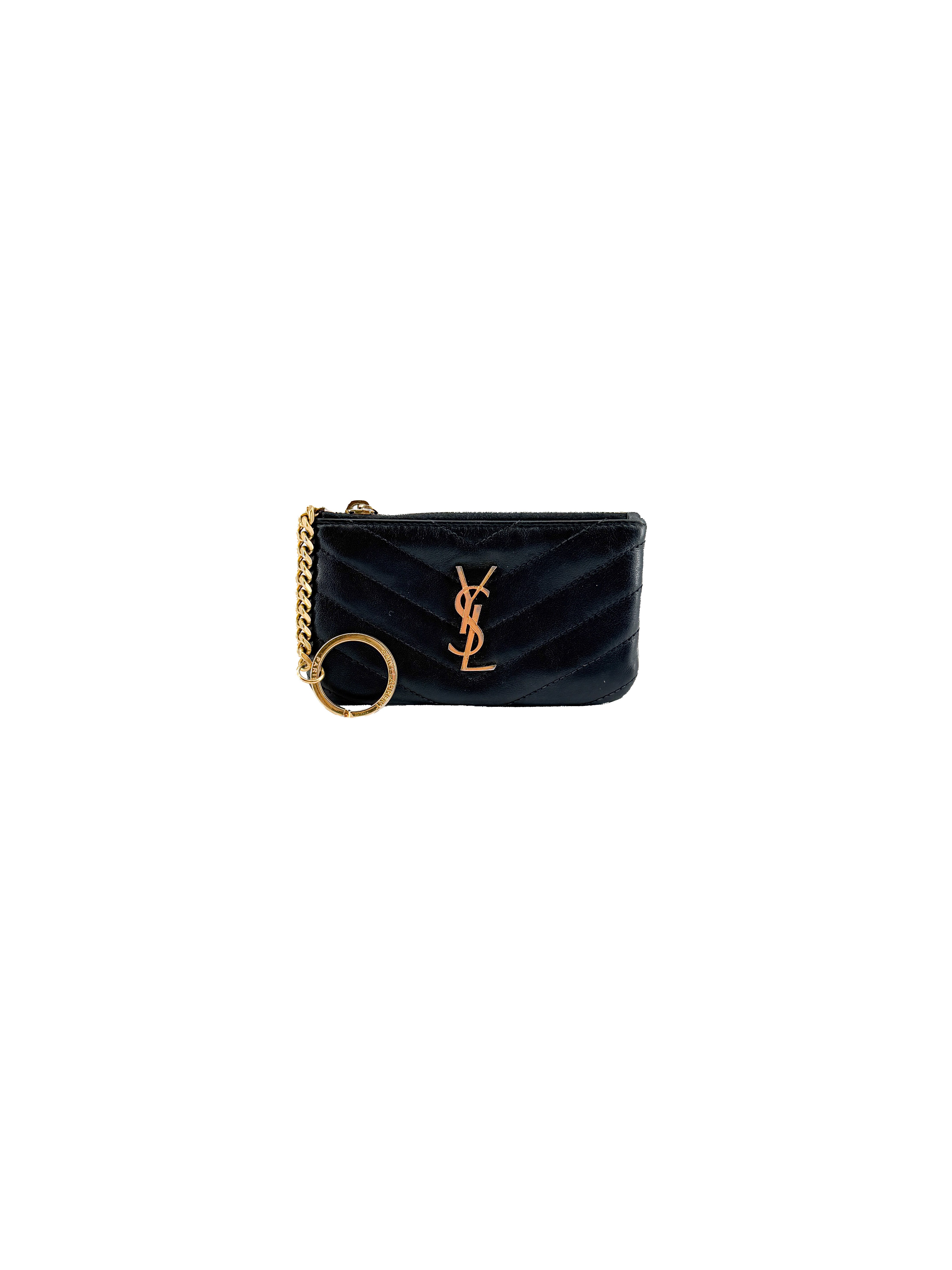 Saint Laurent black leather Cassandre key pouch CFP438386-0120
