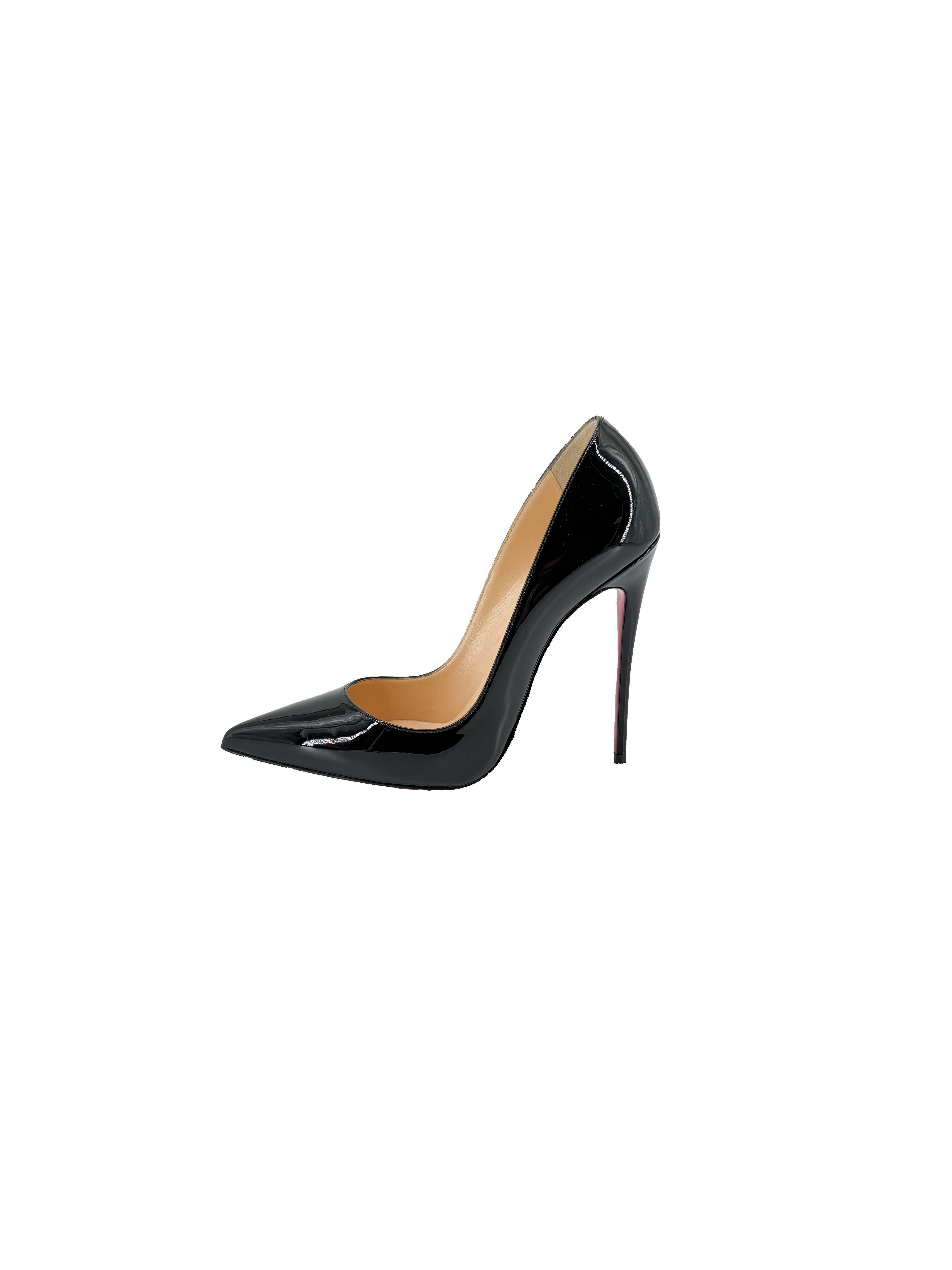 Christian Louboutin black patent leather So Kate 120 pumps size 38.5 BOX
