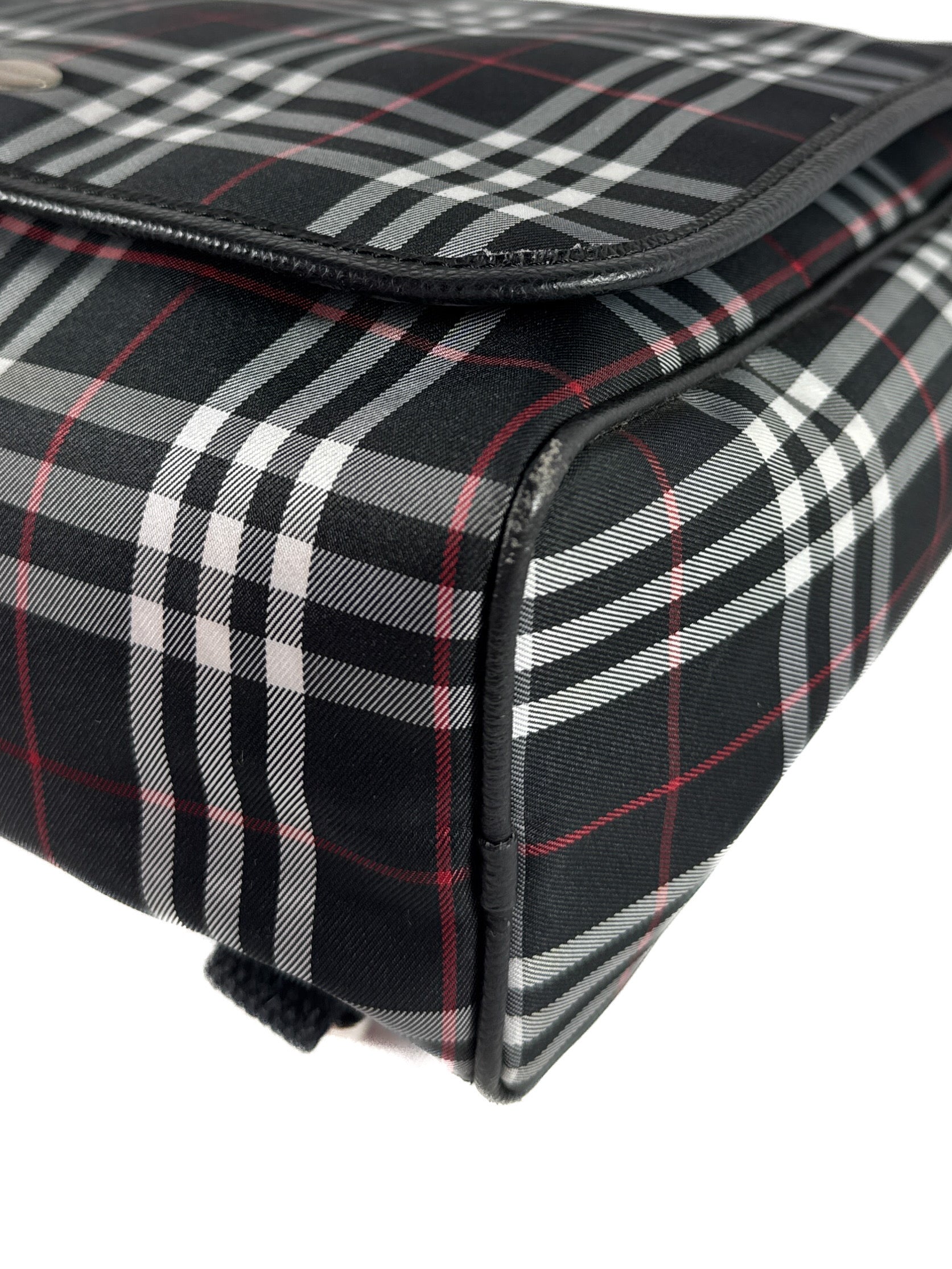 Burberry black, white, red plaid nylon backpack