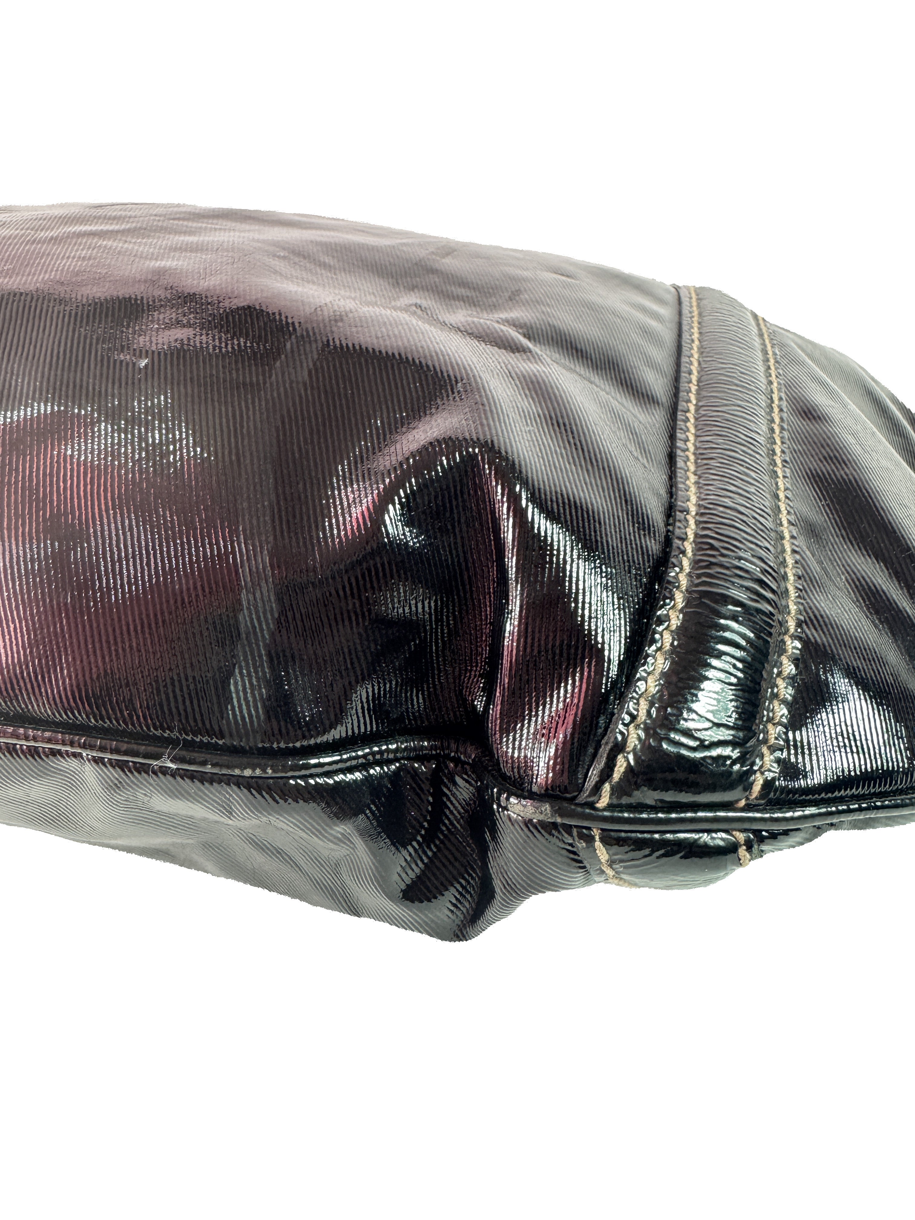 Gucci black Web Britt patent leather tote 162886 492783 *as is*