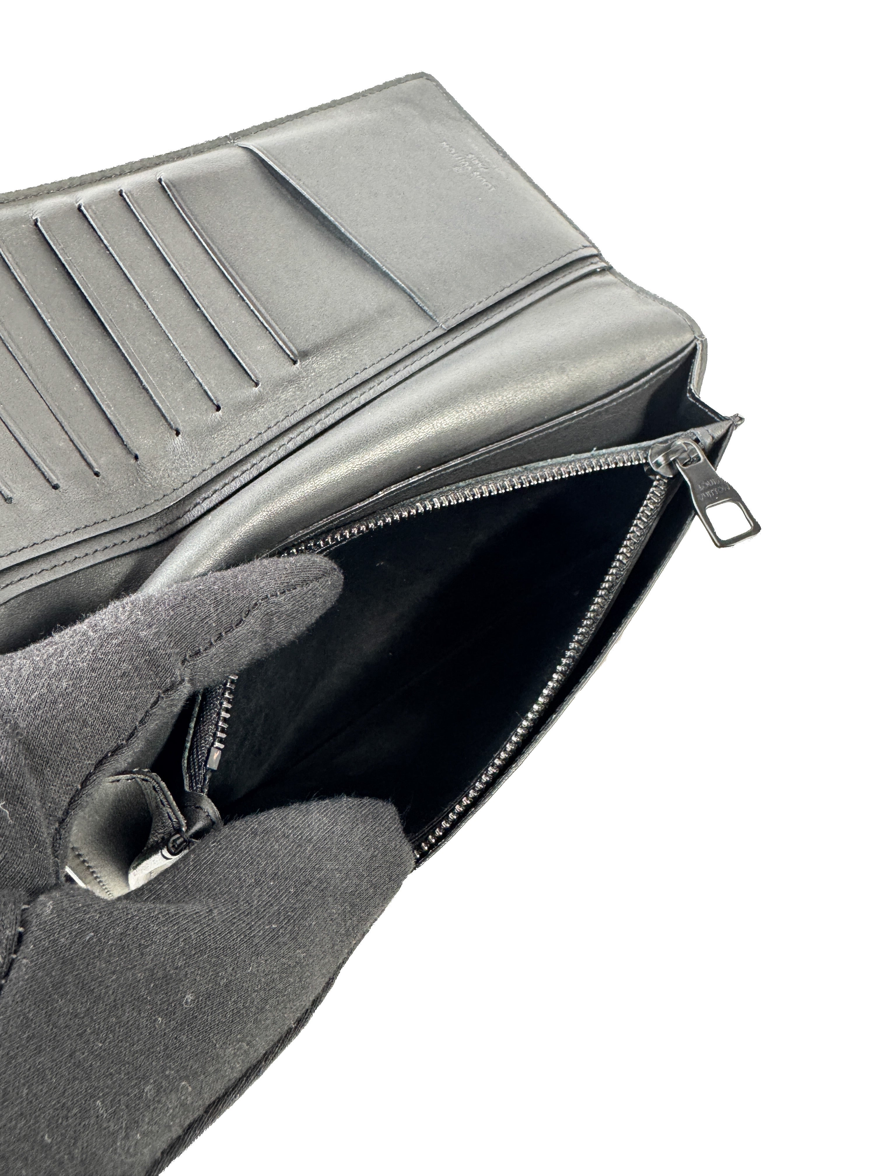 Louis Vuitton black taurillon monogram Portefeuille brazza wallet (NFC)