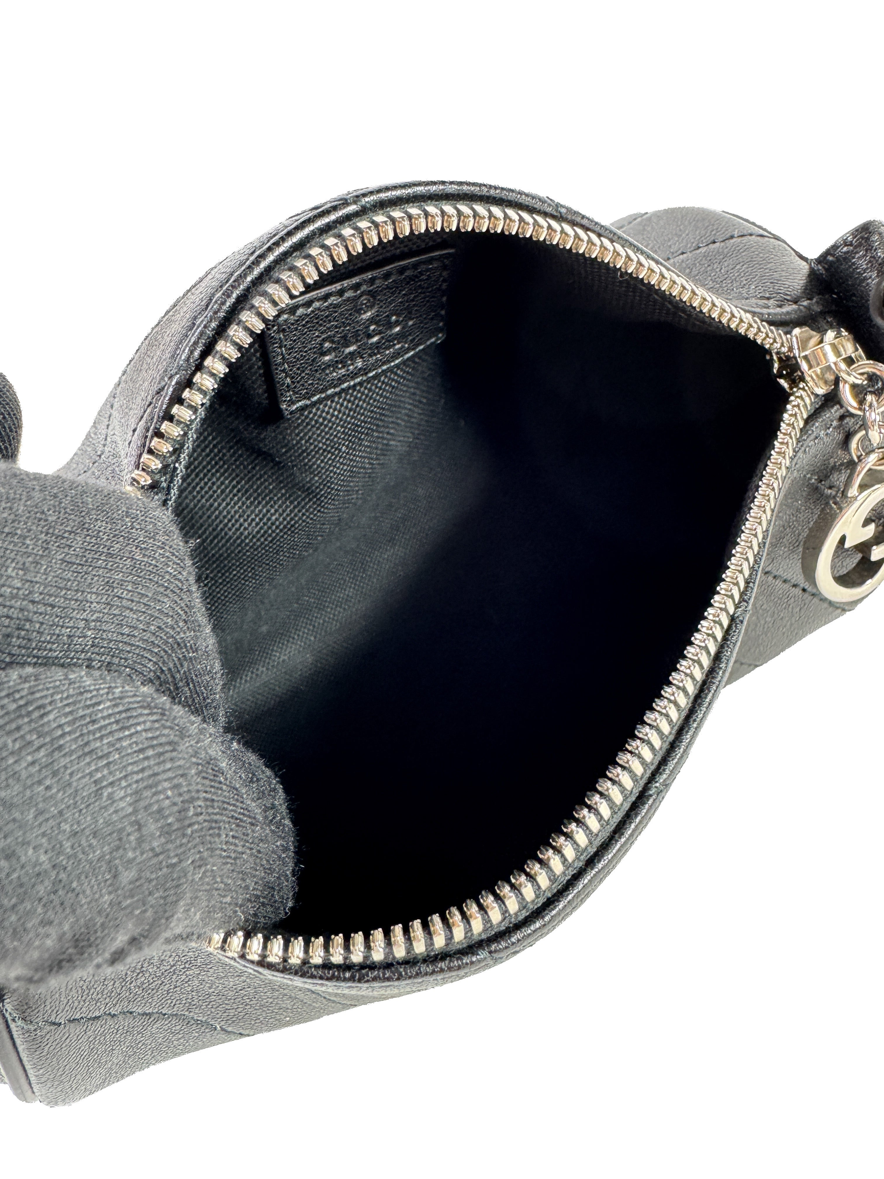 Gucci Sakai Be Green Calfskin Diagonal Stitched Mini Blondie Barrel Shoulder Bag Black 760170525040