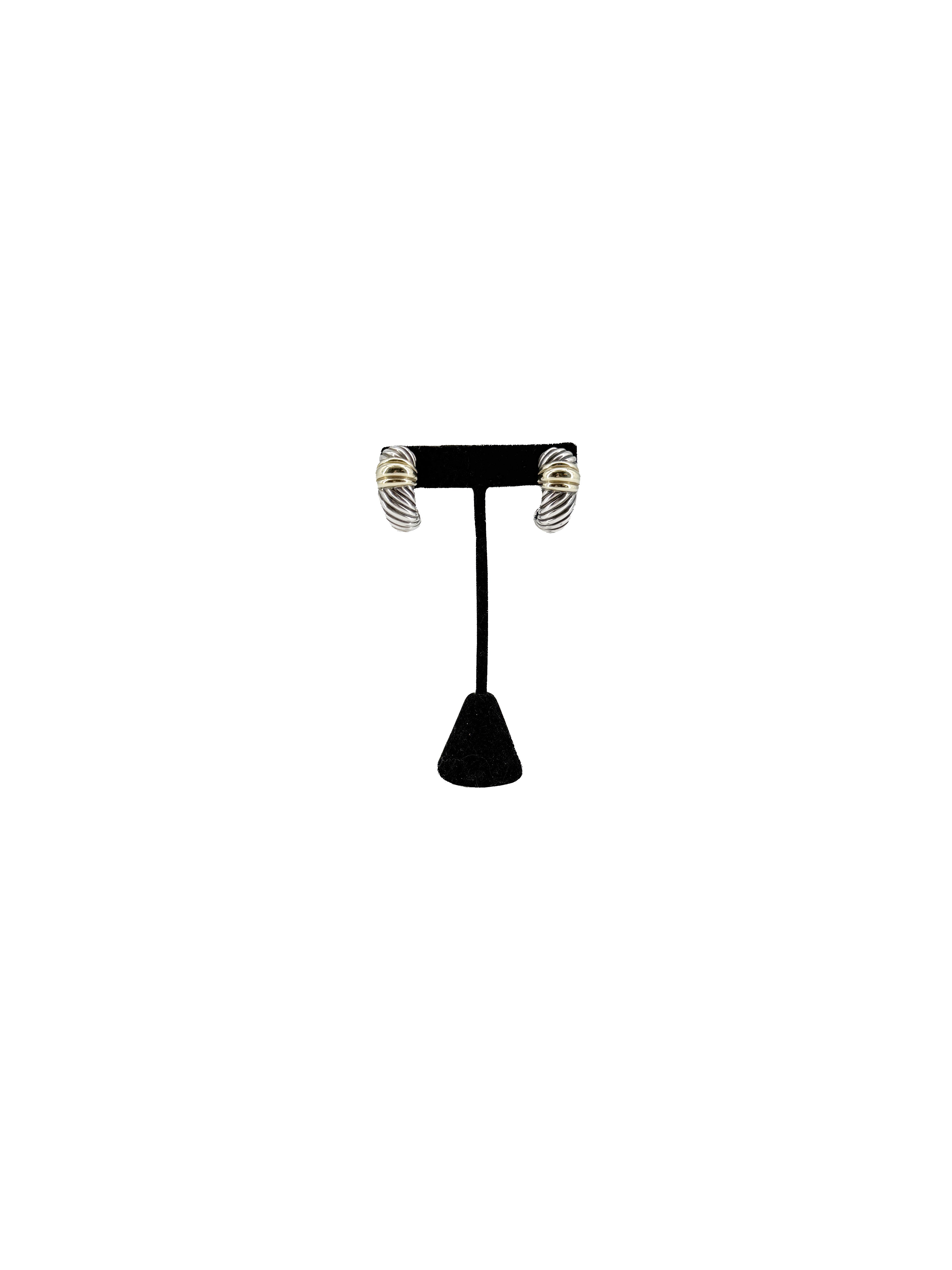 David Yurman sterling silver, 14k gold Thoroughbred shrimp drop earrings