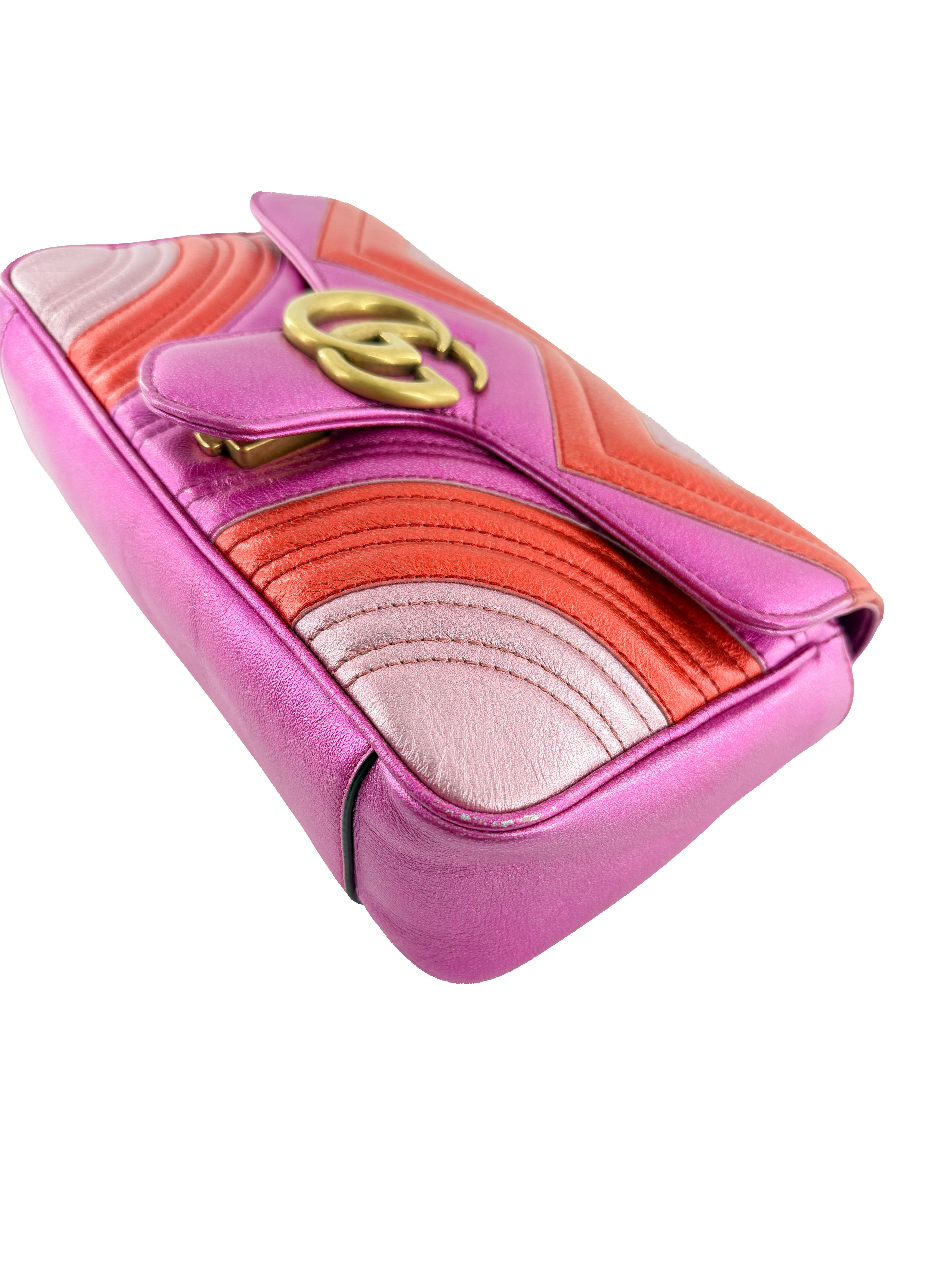 Gucci GG Marmont Flap Bag Matelasse Leather Small pink 443497486628