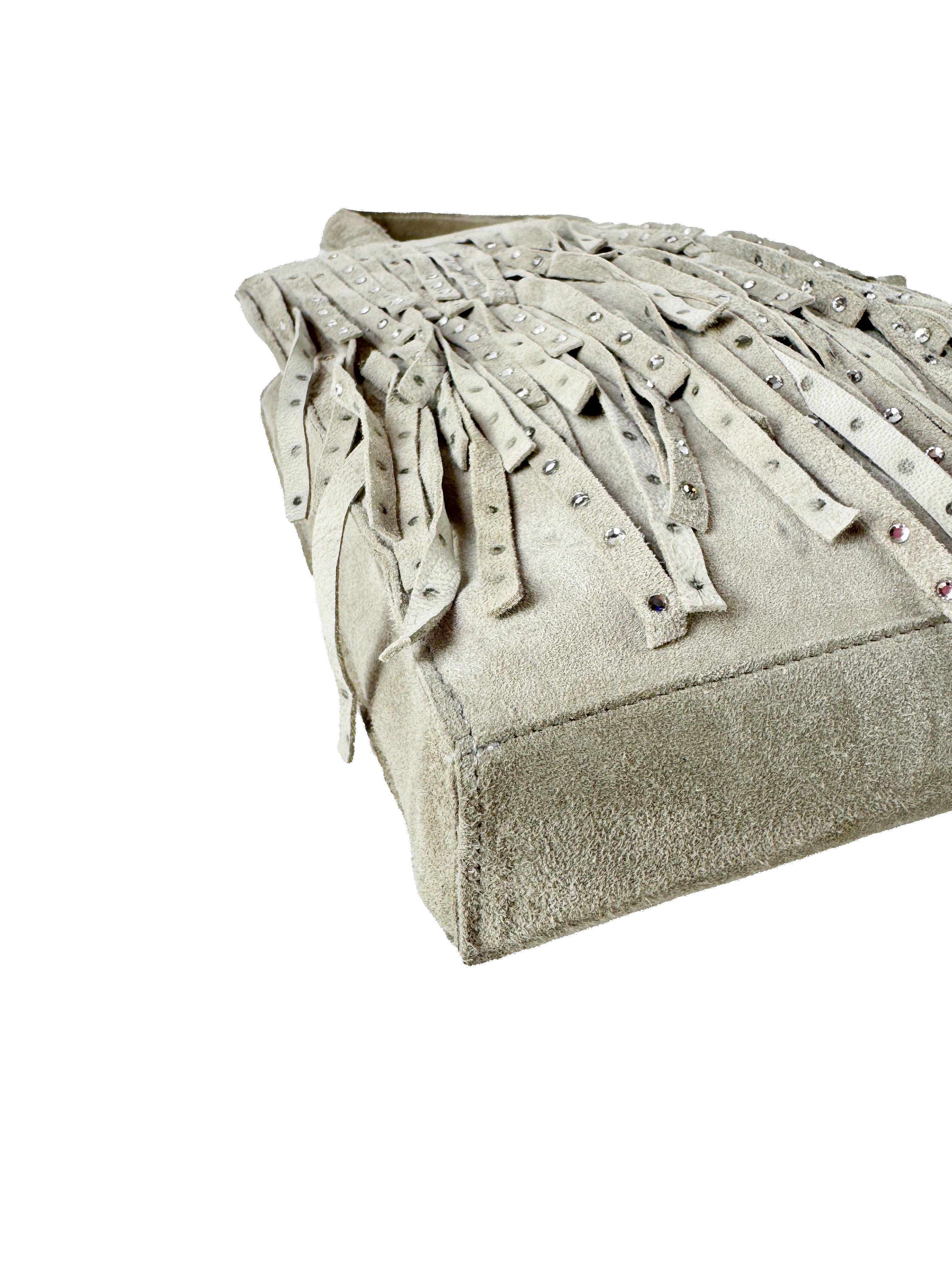 Chanel gray suede fringe mini tote 6212155