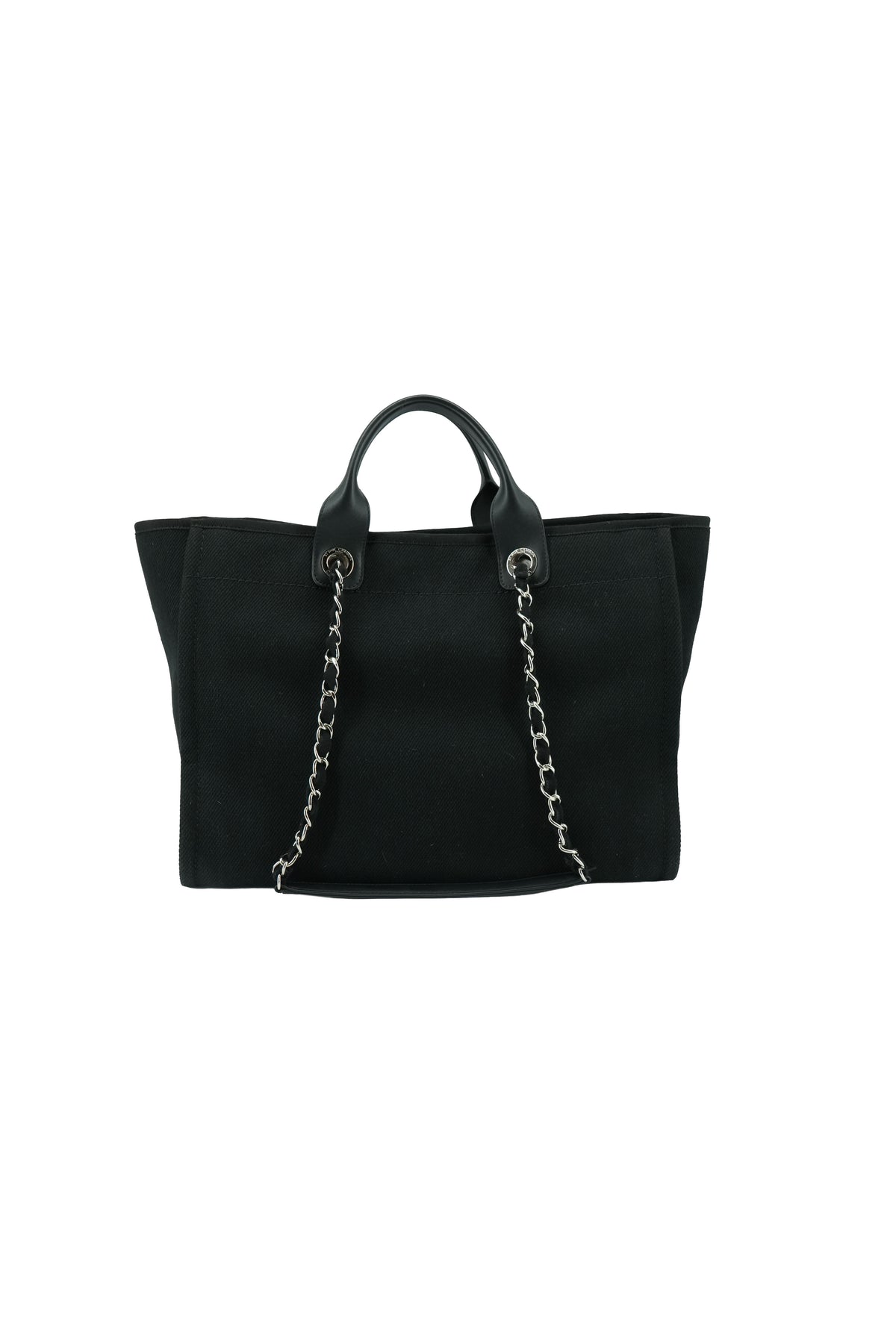 Chanel black studded faux pearl Deauville tote 29781484