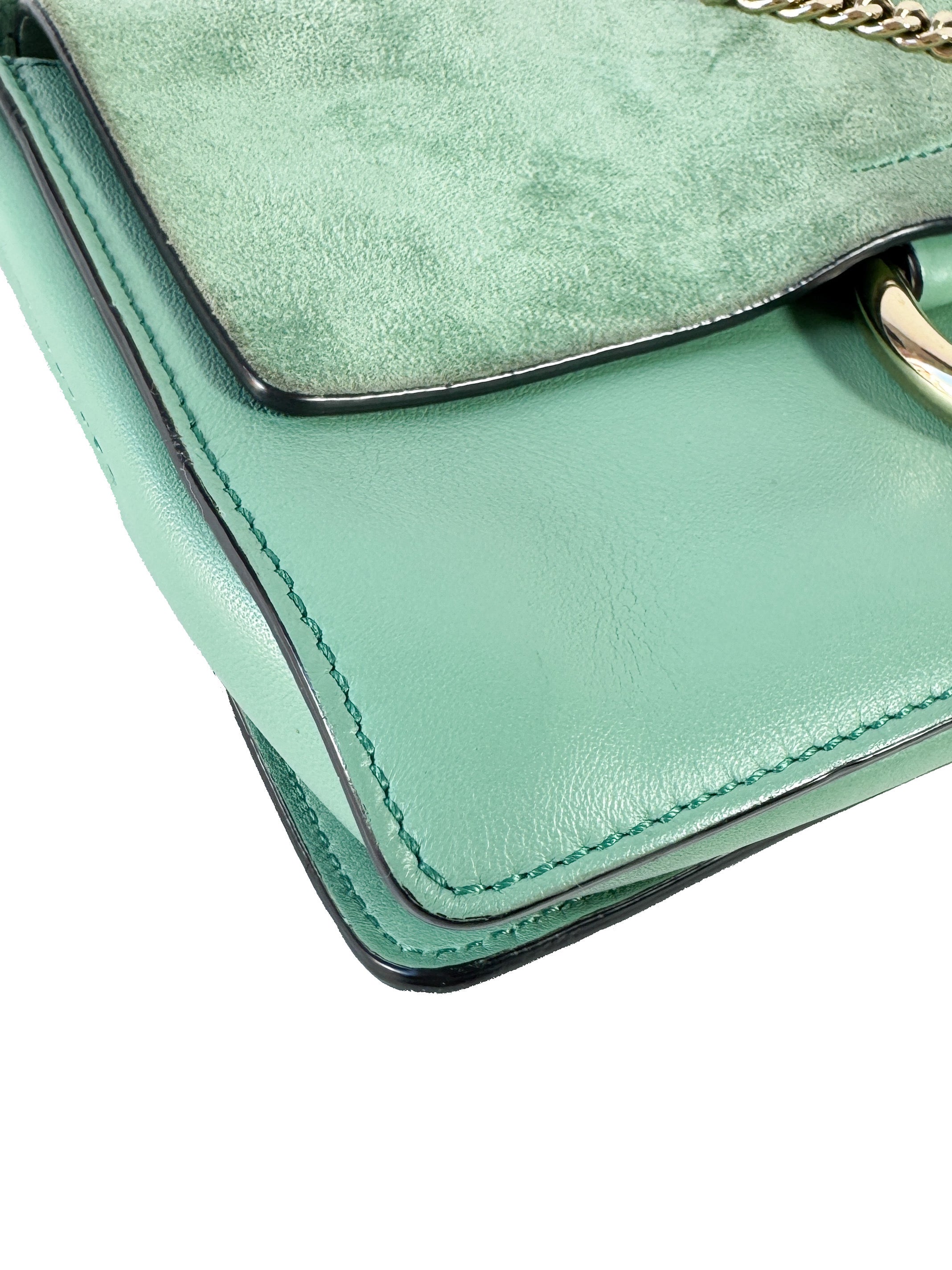 Chloé green leather suede Faye small crossbody 01-17-99-65