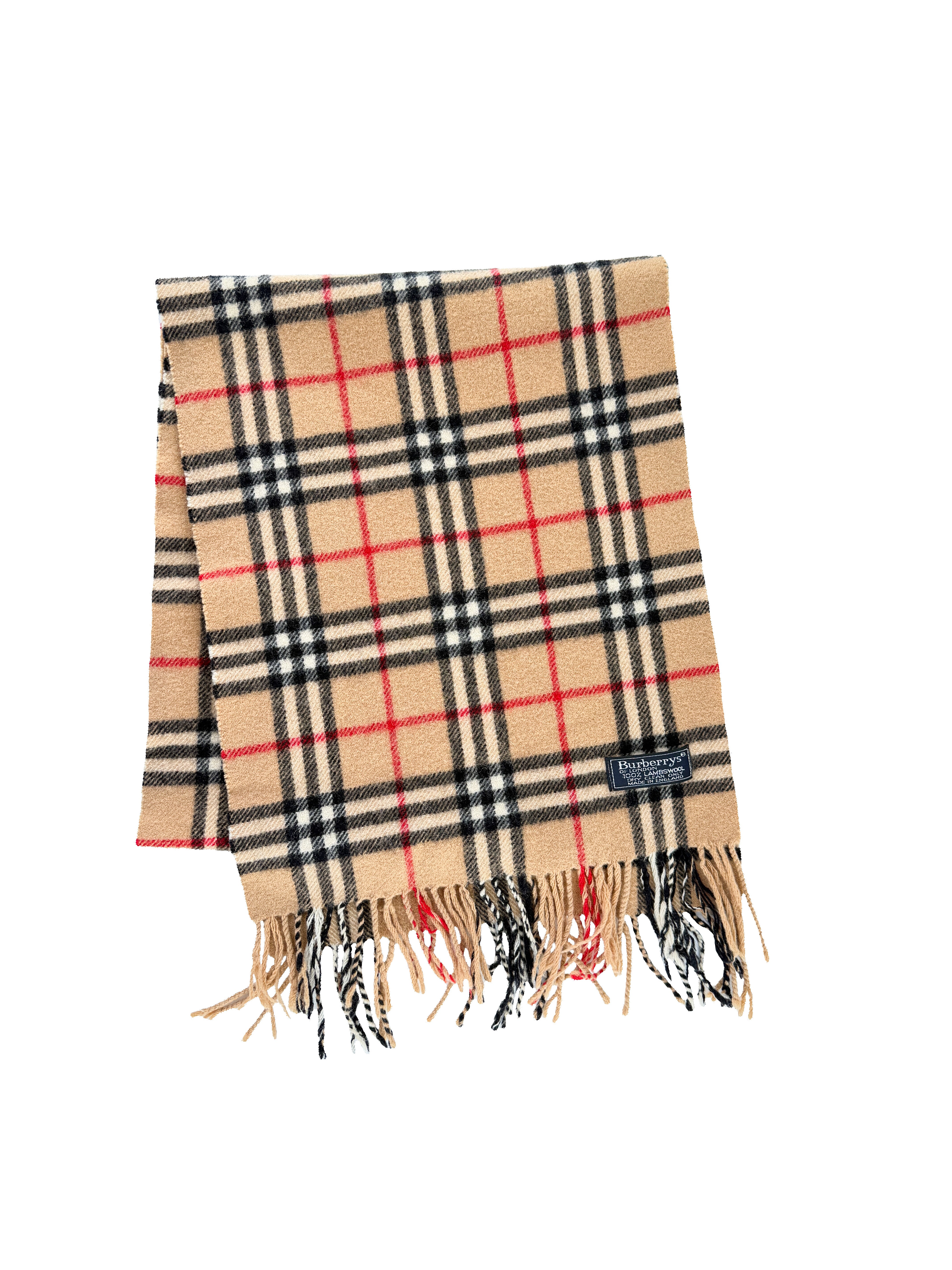 Burberry vintage plaid brown lambswool scarf