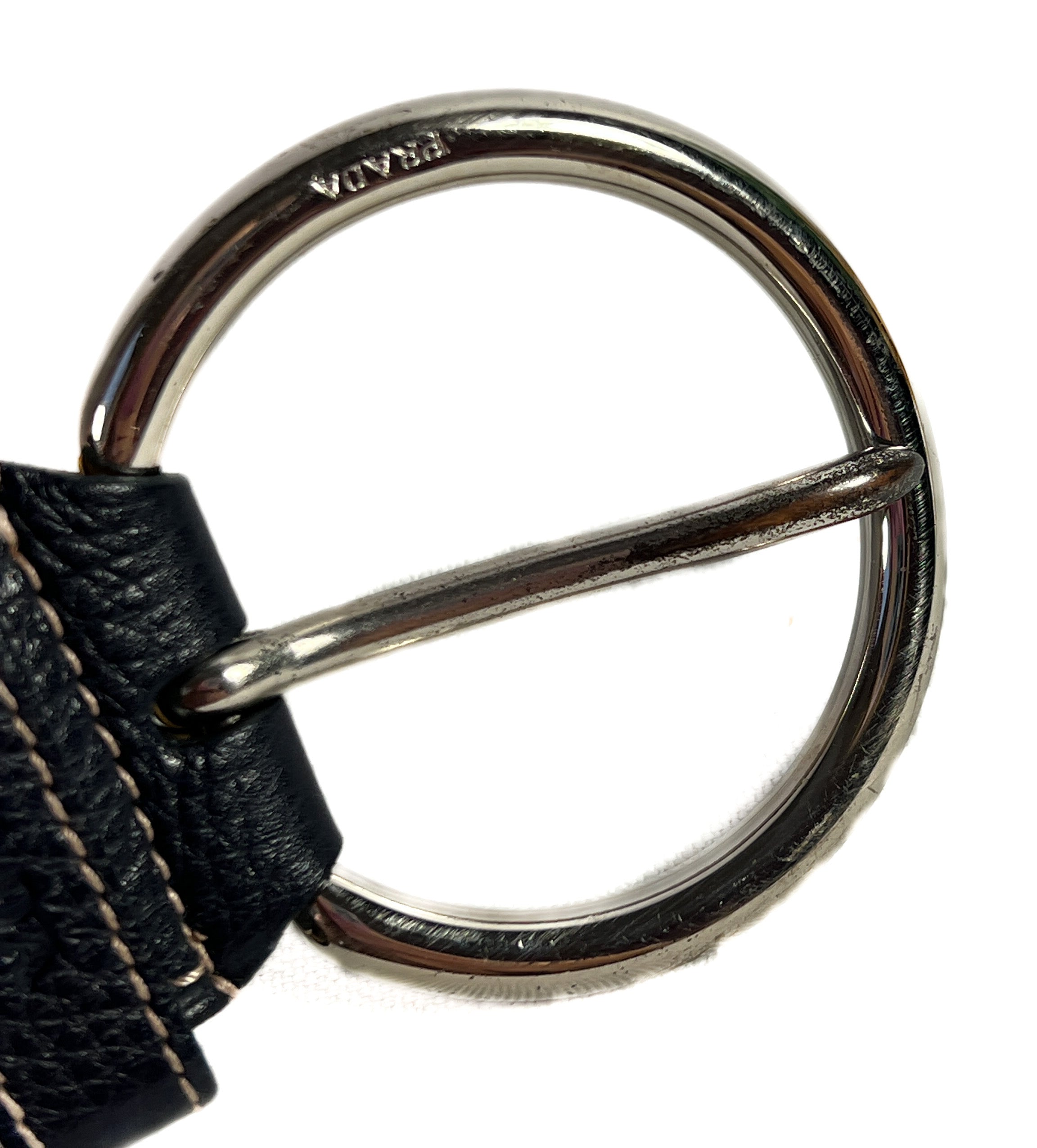 Prada navy leather belt 85